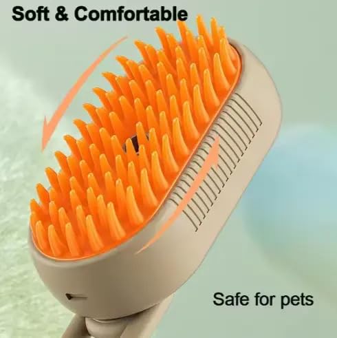 3-in-1 Cat Grooming Brush β Water Spray & Self-Cleaning Shedding Brush for Cats & Dogs β Pet Hair Removal & Massage Comb for Long & Short Hair (beige).