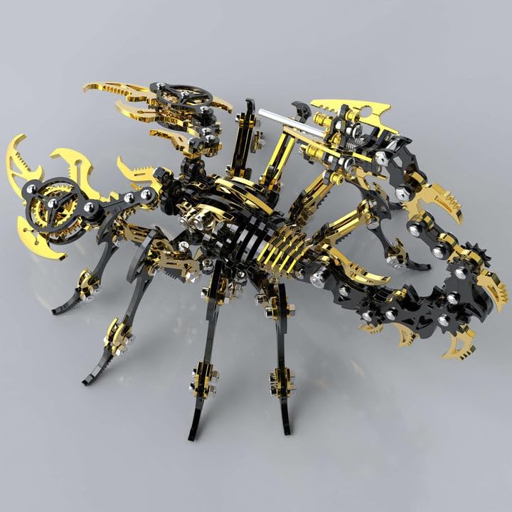 Scorpion 3D Metal Puzzles Kits for Adults Teens โ 454 Pcs โ Mechanical Assembly Models โ 4 Hours to Build โ Ideal for Gifts and Decorations (Gold and Black)
