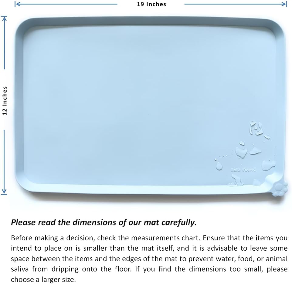 Hoki Found Silicone Pet Food Mats - Non Slip Bowl Placemats for Dogs & Cats - Waterproof, Suitable for Carpet - Frost