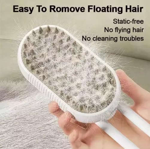 3-in-1 Cat Grooming Brush β Water Spray & Self-Cleaning Shedding Brush for Cats & Dogs β Pet Hair Removal & Massage Comb for Long & Short Hair (White). (White)