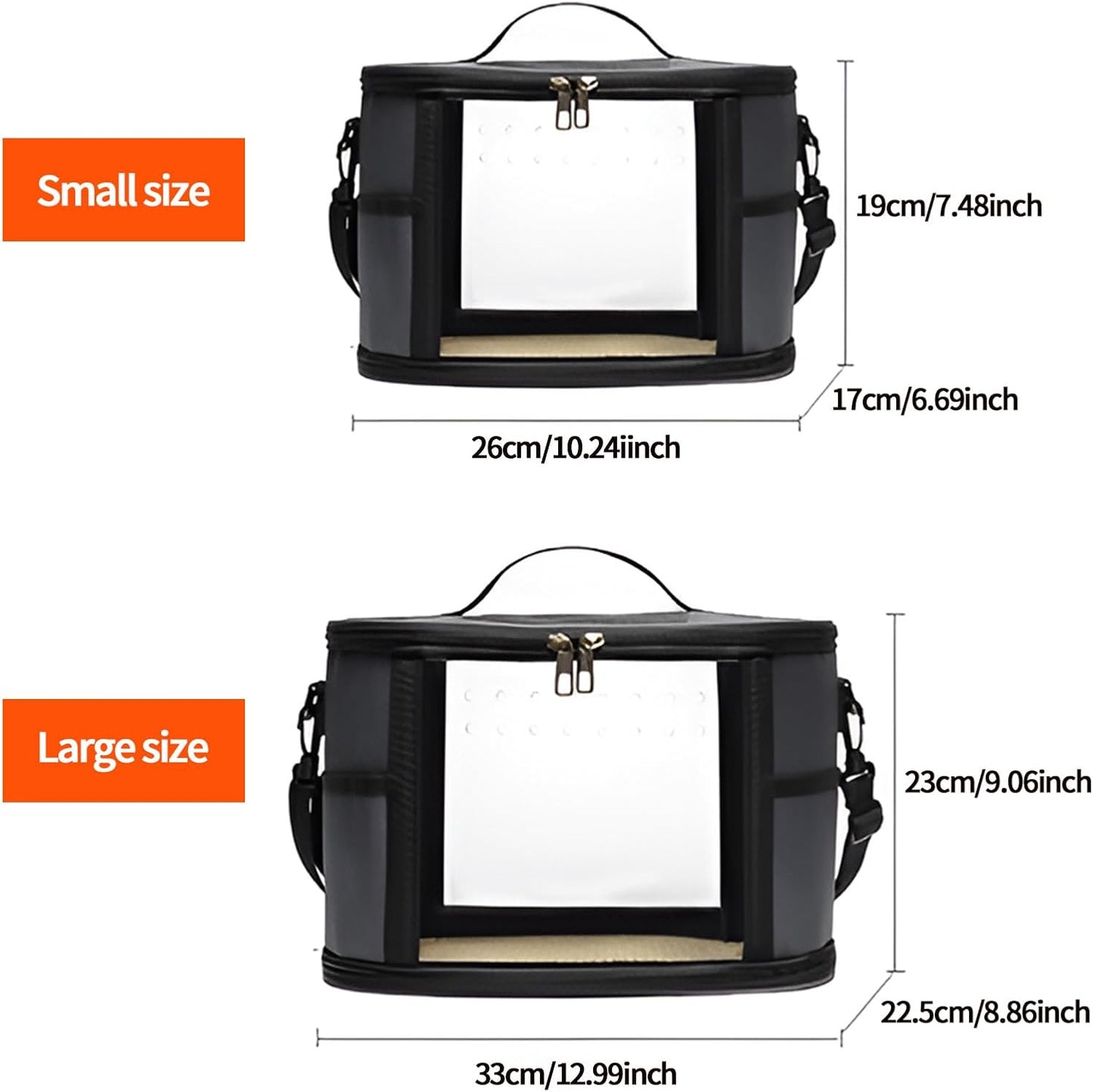 Bird Travel Carrierm, Small Bird Travel Backpack Carrier Cage with Tray and Breathable Clear Window, for Parakeet Cockatiel Budgies, for Camping Hiking (Gray)