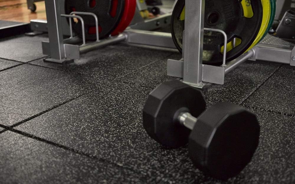 American Floor Mats - Extreme Rubber Gym Tiles - 1 Inch Thick Colorful Rubber Gym Tiles - Superior Shock and Sound Absorbing Tiles - 35% Orange/Grey/White 10 Tile Pack (Covers 40 Sq Ft)