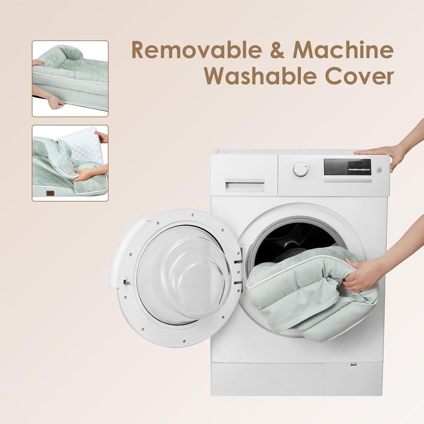 EHEYCIGA Orthopedic Dog Beds for Extra Large Dogs, Waterproof Memory Foam XL Dog Bed with Sides, Non-Slip Bottom and Egg-Crate Foam Big Pet Couch Bed with Washable Removable Cover, Sage Green