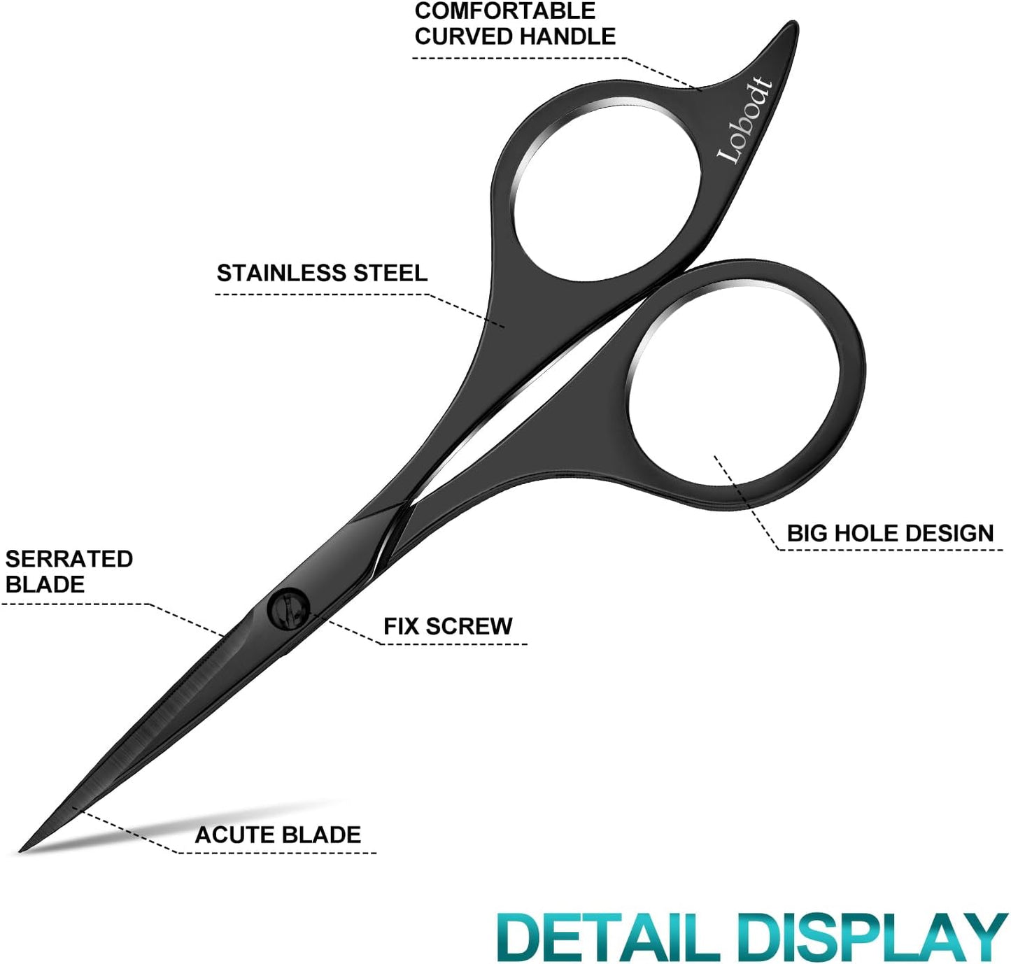 Professional beard scissors, 4.9-inch (black) small pointed stainless steel hairdressing scissors, Moustache Trimming,suitable for personal care and beauty of both men and women
