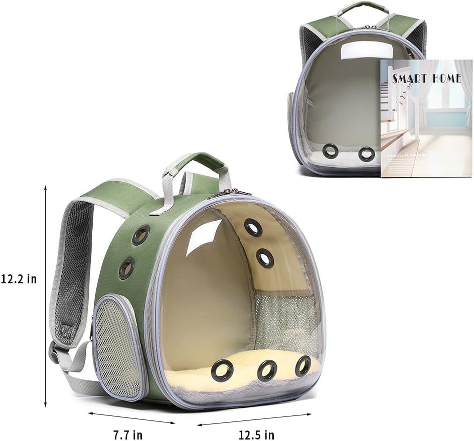 Bunny Carrier, Guinea Pig Carrier,Small Animal Carrier Backpack for Rabbit,Bearded Dragon, Lizard,Hamster,Kitten. Breathable Pet Travel Cage Bag (Army Green)