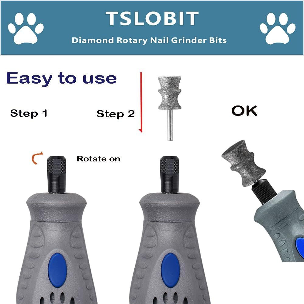 Diamond Dremel Dog Nail Grinder Attachment,1/8'' Pet Nail Grinder Wheel for Dremel Dog Nail Grinder, Diamond Rotory Bit for Dogs&Pets Nail Care(Large V)
