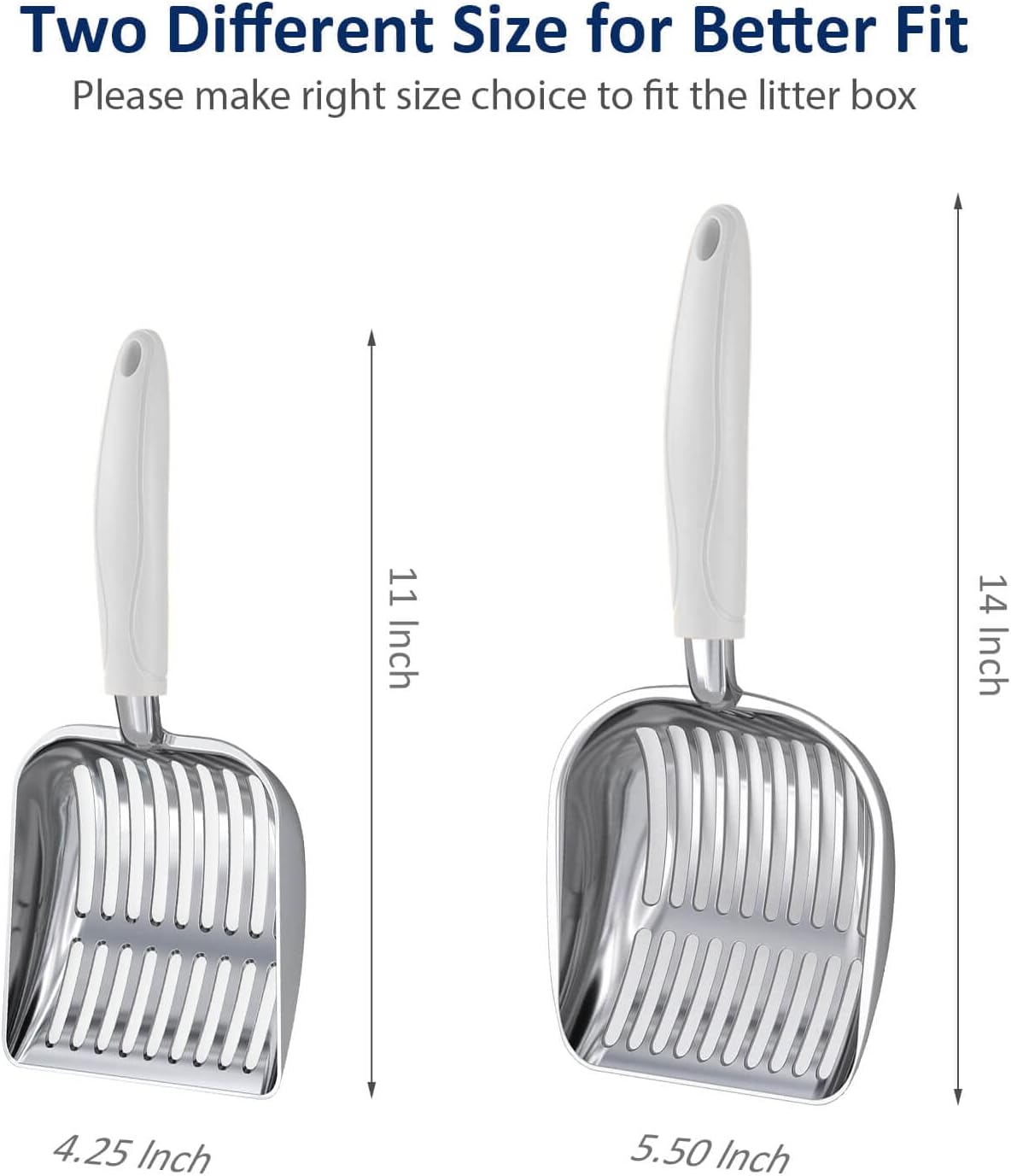 WePet Cat Litter Scoop, Aluminum Alloy Sifter, Kitty Metal Scooper, Deep Shovel, Long Handle, Poop Sifting, Kitten Pooper Lifter, Durable, Heavy Duty, for Litter Box