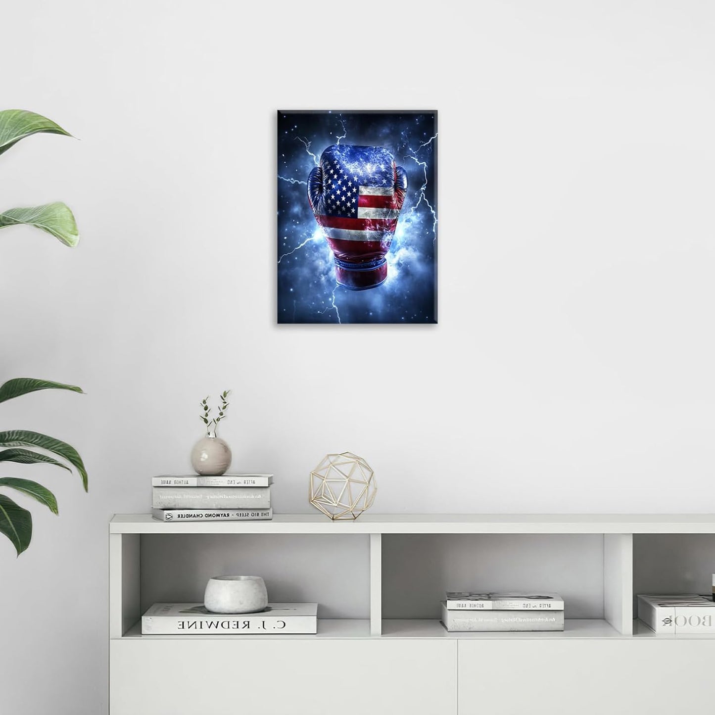 Sports Boxing Wall Art Canvas American Flag Wall Decor Prints Framed Painting Pictures Gifts Artwork for Bathroom Living Dining Room 16"x20"