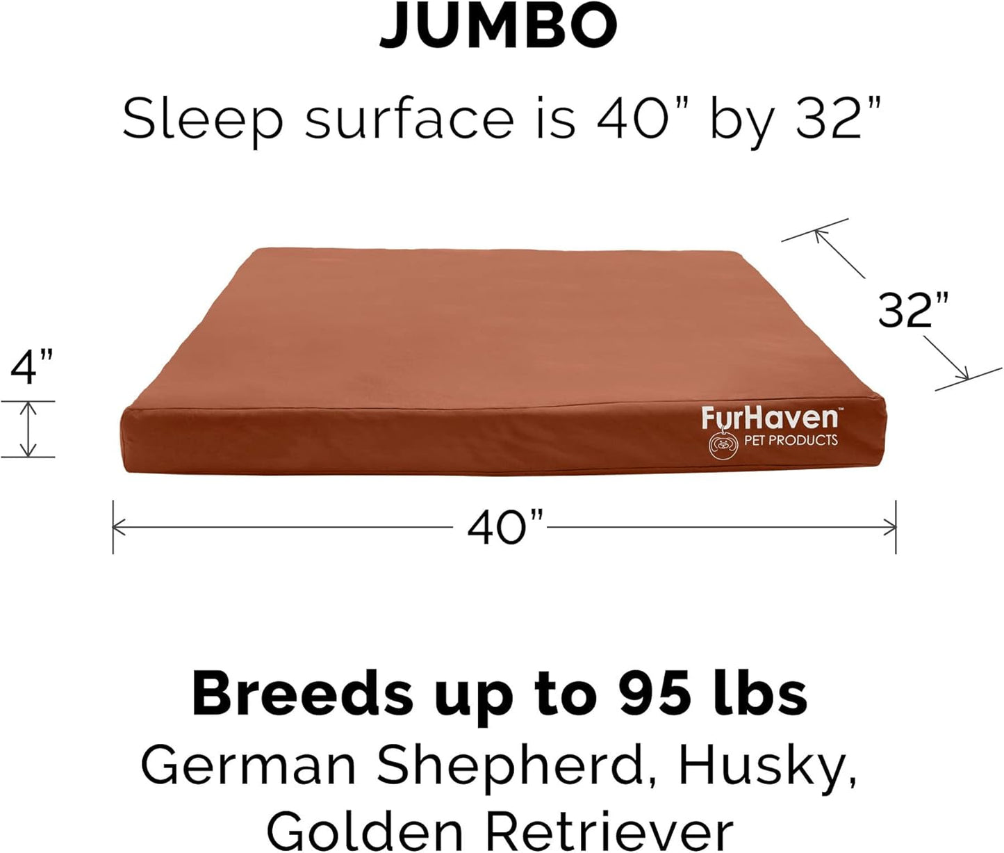 Furhaven Water-Resistant Cooling Gel Dog Bed for Large Dogs w/ Removable Washable Cover, For Dogs Up to 95 lbs - Indoor/Outdoor Logo Print Oxford Polycanvas Mattress - Chestnut, Jumbo/XL