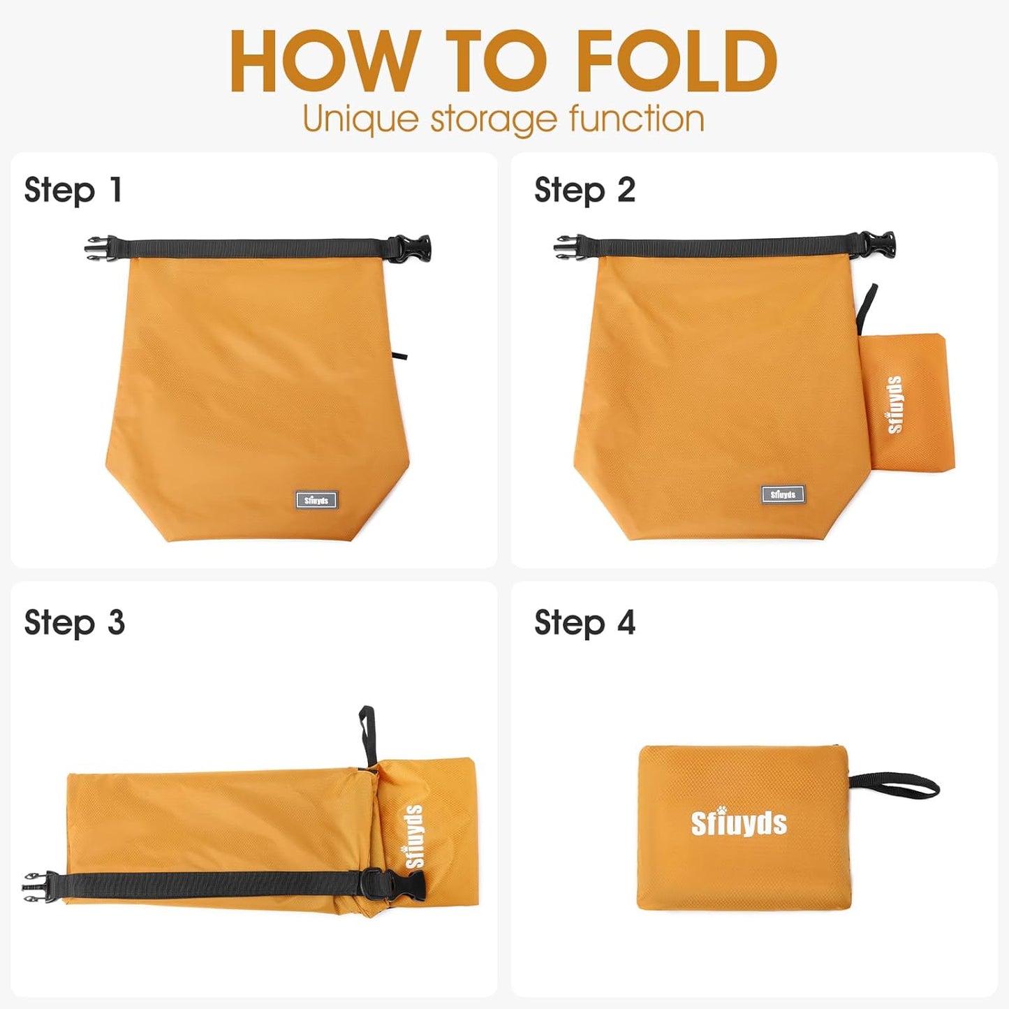 Dog Food Travel Bag w/2PCS Collapsible Dog Travel Bowls,dog food storage container 20 lb(Yellow, Large)