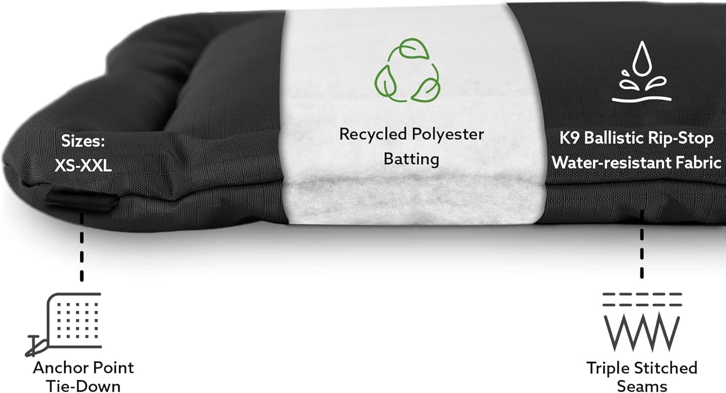 K9 Ballistics Tough Ripstop Dog Crate Pad - Durable & Machine Washable with Non-Skid Bottom and 120-Day Warranty, Fits 30" Wire Crates - Small, Obsidian Black