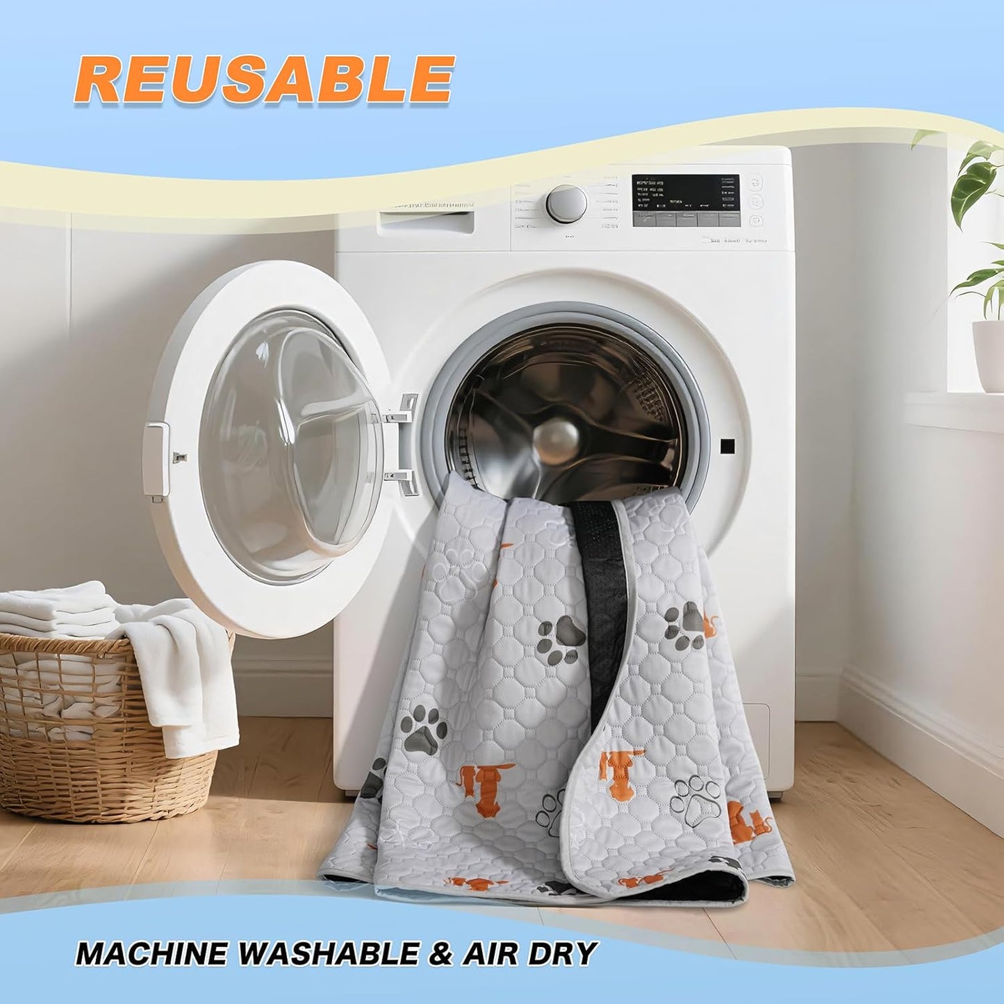 Washable Pee Pads for Dogs, 2 Pack Reusable Puppy Pads, Waterproof Pet Pee Pads for Dog Potty Training, Extra Large Dog Pee Pads for Crate, Playpen, and Whelping, Orange 36"x41"