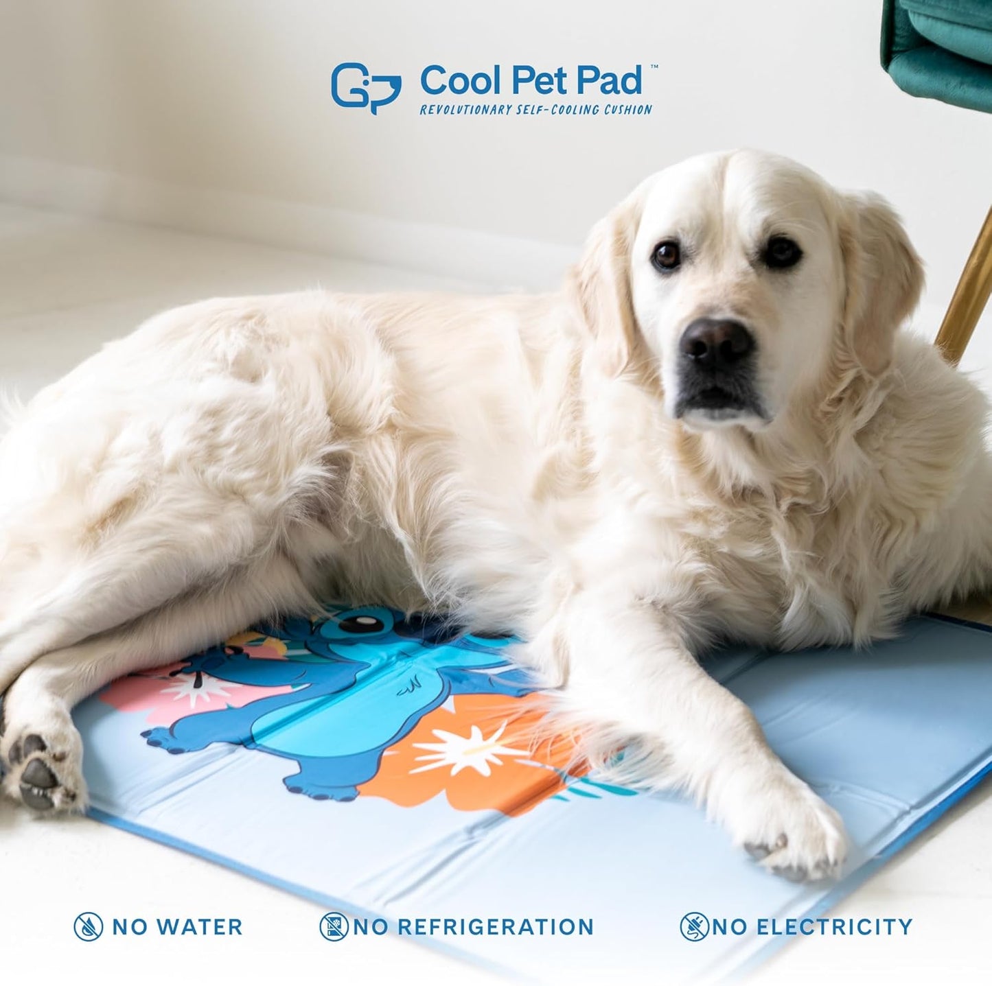 The Green Pet Shop Cool Pet Pad - Extra Small, Disney’s Stitch - Self-Cooling, Pressure Activated Mat for Dogs & Cats from 0-8 lbs - Non-Toxic Gel, No Water Needed