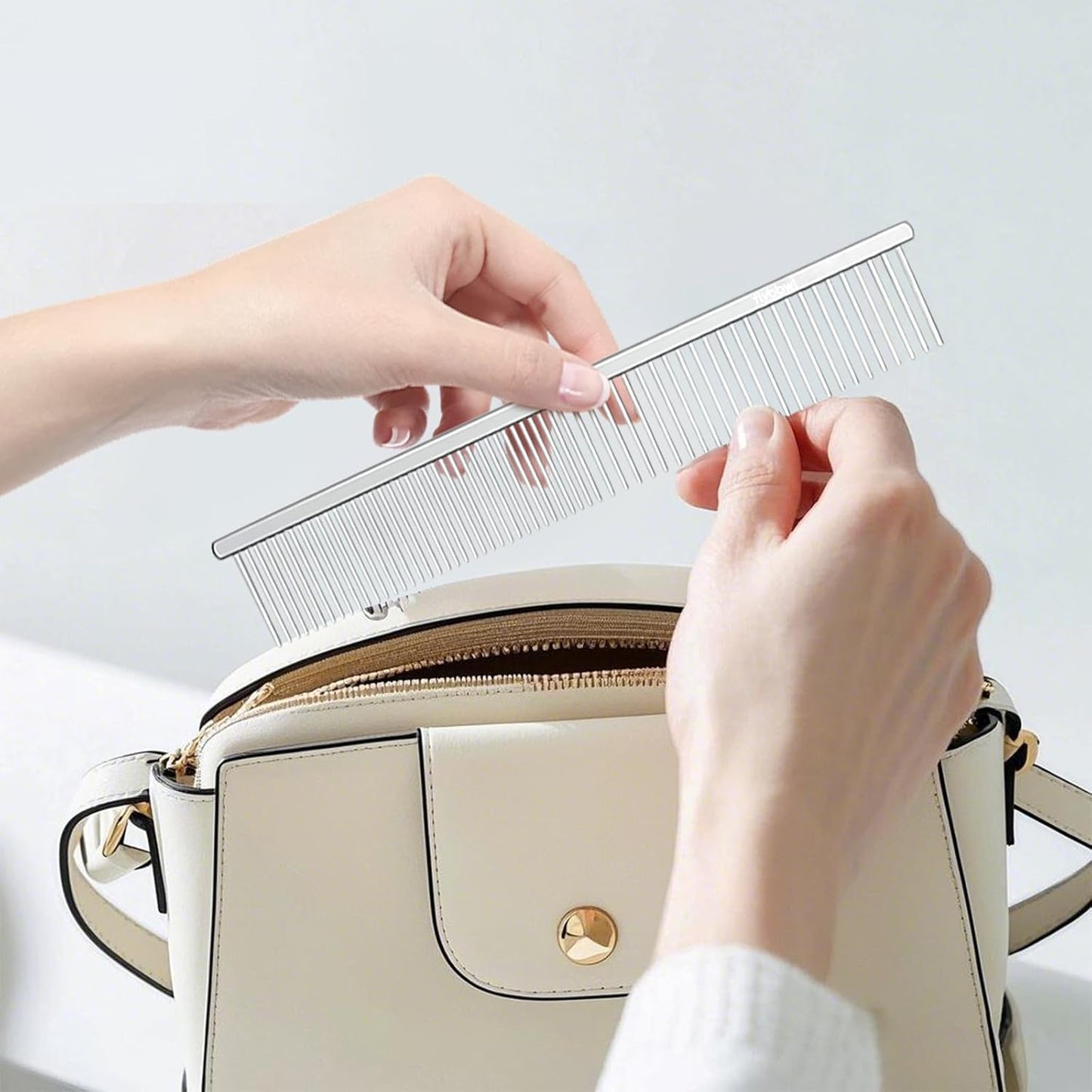 Stainless Steel Dog Comb - Cat Combs with Rounded Ends Teeth - Professional Metal Pet Grooming Removes Tangles Knots for Dogs Cats 7.6IN/1.42IN