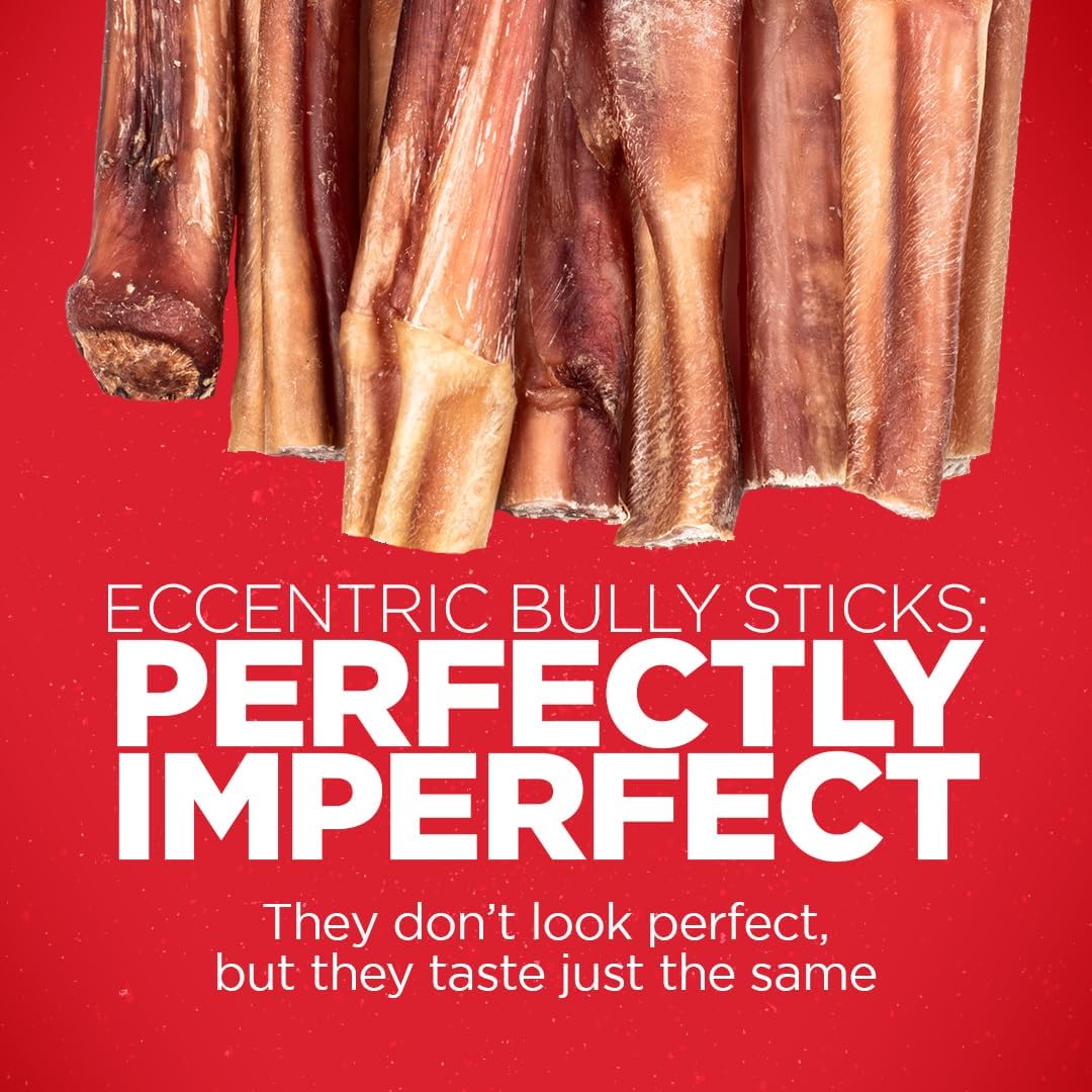 Natural Farm Odor Free Eccentric Bully Sticks (2-5 Inch, 8 Ounces Bag) for Small & Medium Dogs - 100% Beef Chews for Pups, Non-GMO, Grain-Free, Fully Digestible Long Lasting Dog Treats