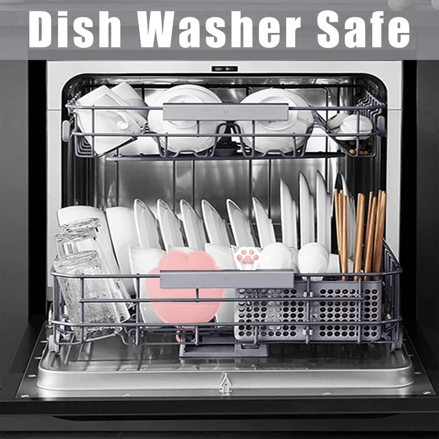 Meow&Woof Cat Food Can Lid and Spoon, BPA Free Cover for Animal Wet Food Storage, Reusable Topper for 3/5 /5.1/5.5/12/ 13 oz Cans Refrigerator Fresh Wash Machine Apply