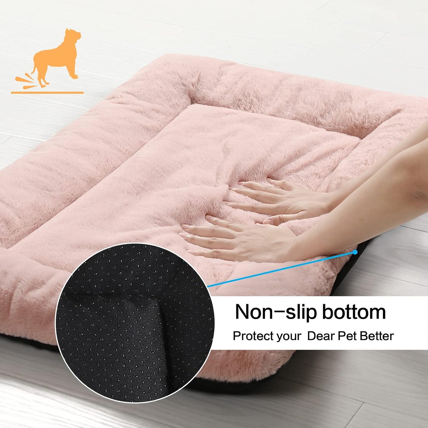 Dog Beds Crate Pad for Extra Large Dogs Ultra Soft Dog Crate Bed Washable & Anti-Slip Kennel Pad for Dogs Cozy Sleeping Mat,Pink 48inch