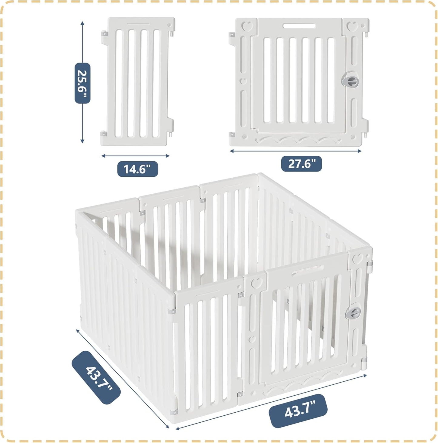 Dog Playpen with Door, DIY Shape Combination Puppy Pen,25.5" H 10-Panel Dog Fence,Non-Slip & Secure Pet Gate, Easy to Assemble