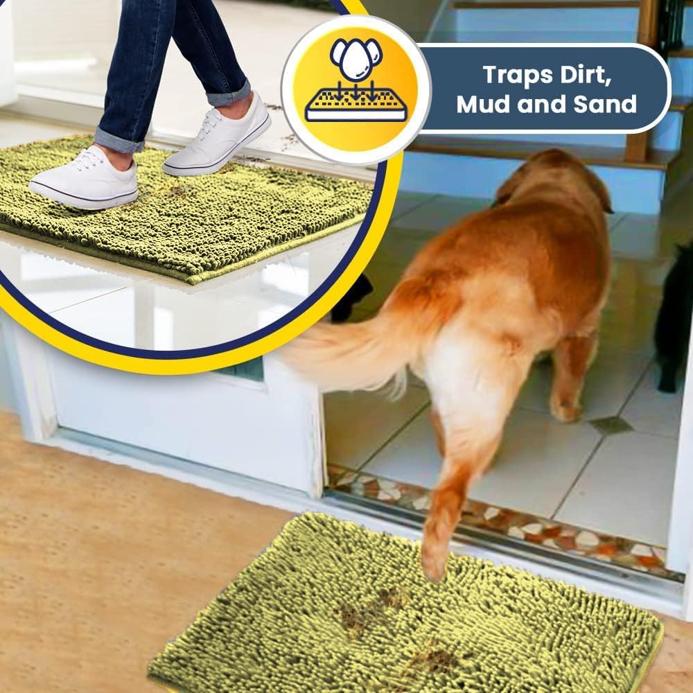 Muddy Mat® Original Dog Door Mat for Muddy Paws, Super Absorbent Microfiber, Non-Slip Washable Pet Rug, Quick Dry Chenille Entryway Carpet, Machine Washable Indoor Outdoor mat, Yellow 18"x28"