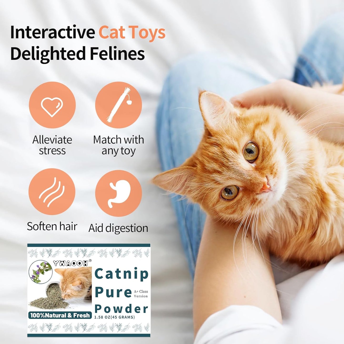 Premium Catnip for Cats & Kittens β Cold-Processed, High Potency Nepetalactone, 100% Pure Organic Leaf-Only Catnip for Toys, Scratchers, Refills, Stimulates Play & Protects Furniture - 45g