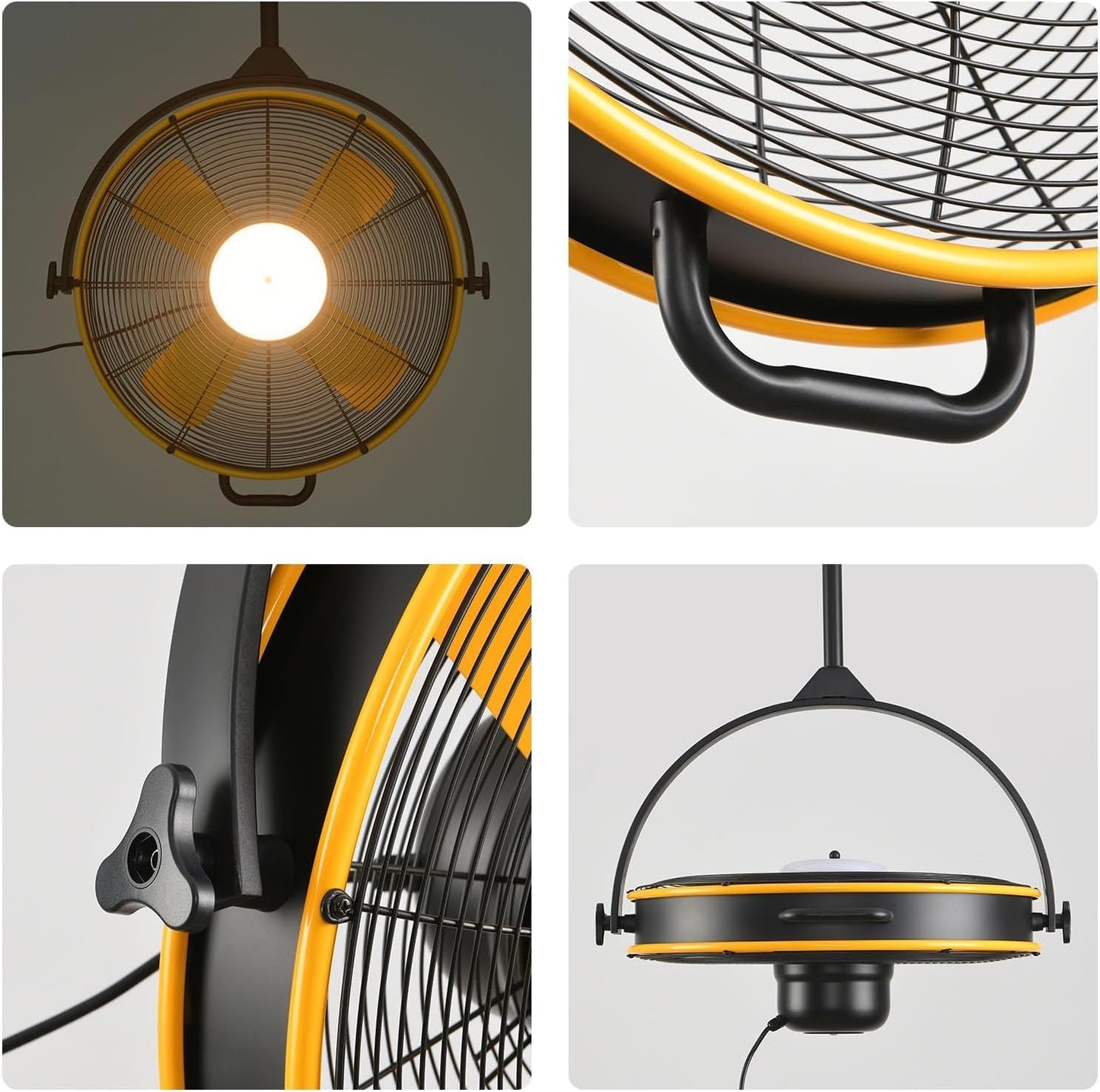 Orison 24.8'' Waterproof Outdoor Ceiling Fan, 6 Speed Ceiling Mounted Plug-In Cord Garage Fan with Remote&APP, 360-degree Manual Vertical Rotation, Hook hanging for Gazebo, Patio, Pergola (Yellow)