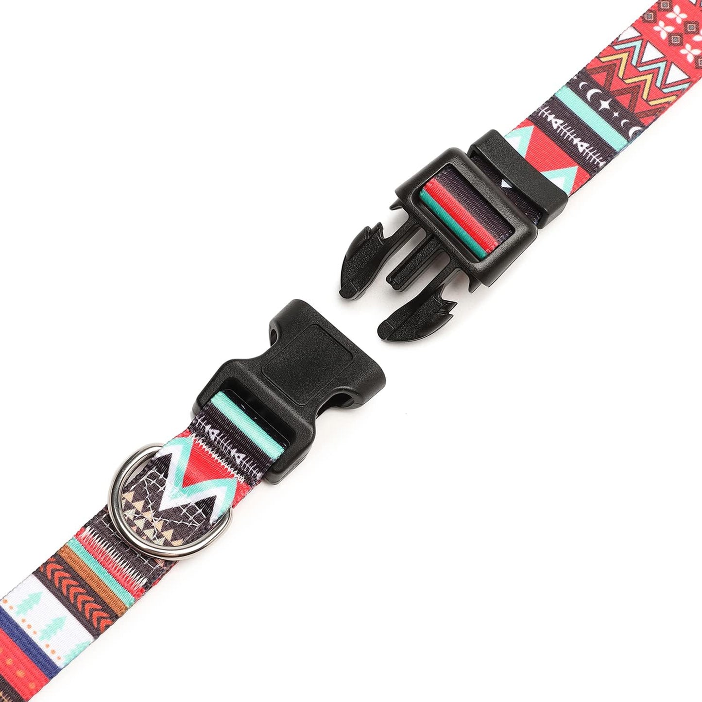 Mercano Adjustable Dog Collar - Special Design Patterns, Soft Nylon Comfortable Durable Pet Collar for Small Medium Large Dogs (L, Tribal Red)