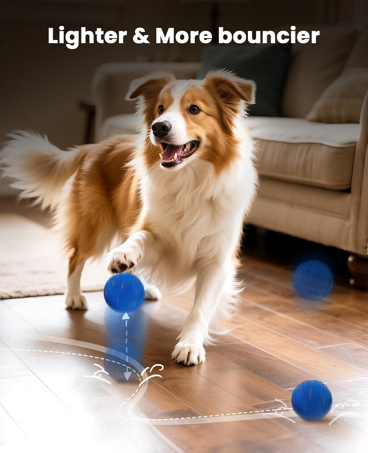 Smart Interactive Dog Balls, Automatic Moving Ball for Medium and Large Dogs, E-TPU New Material, Motion Activated Rolling & Rotating Bouncy Toy for Dog Enrichment & Stimulation