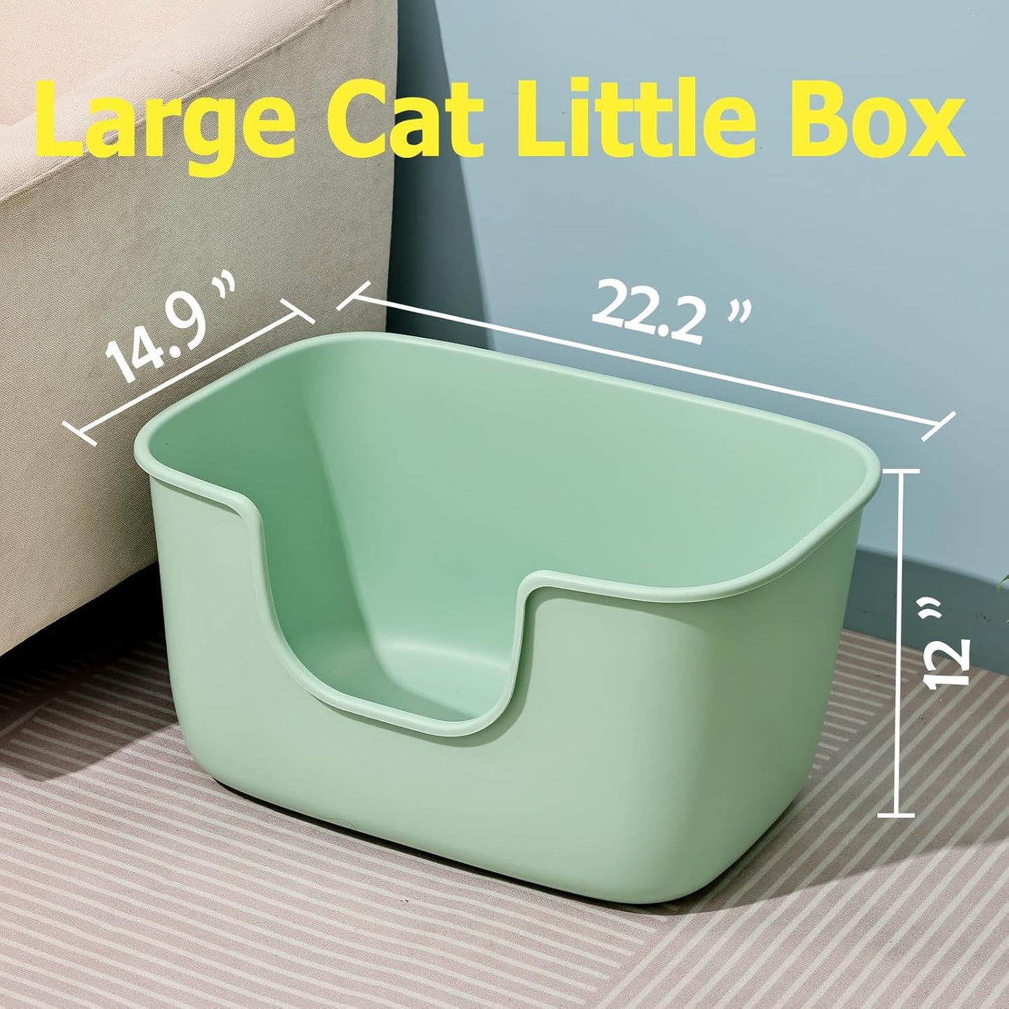 SpaceTime Extra Large Litter Box with High Sides,XL Low Entry Multi Cat Litter Pan for Kittens,Jumbo Litter Boxes for Big Cats,Anti-Splashing Cat Boxes for Indoor Cats,Easy to Clean (AvocadoGreen)