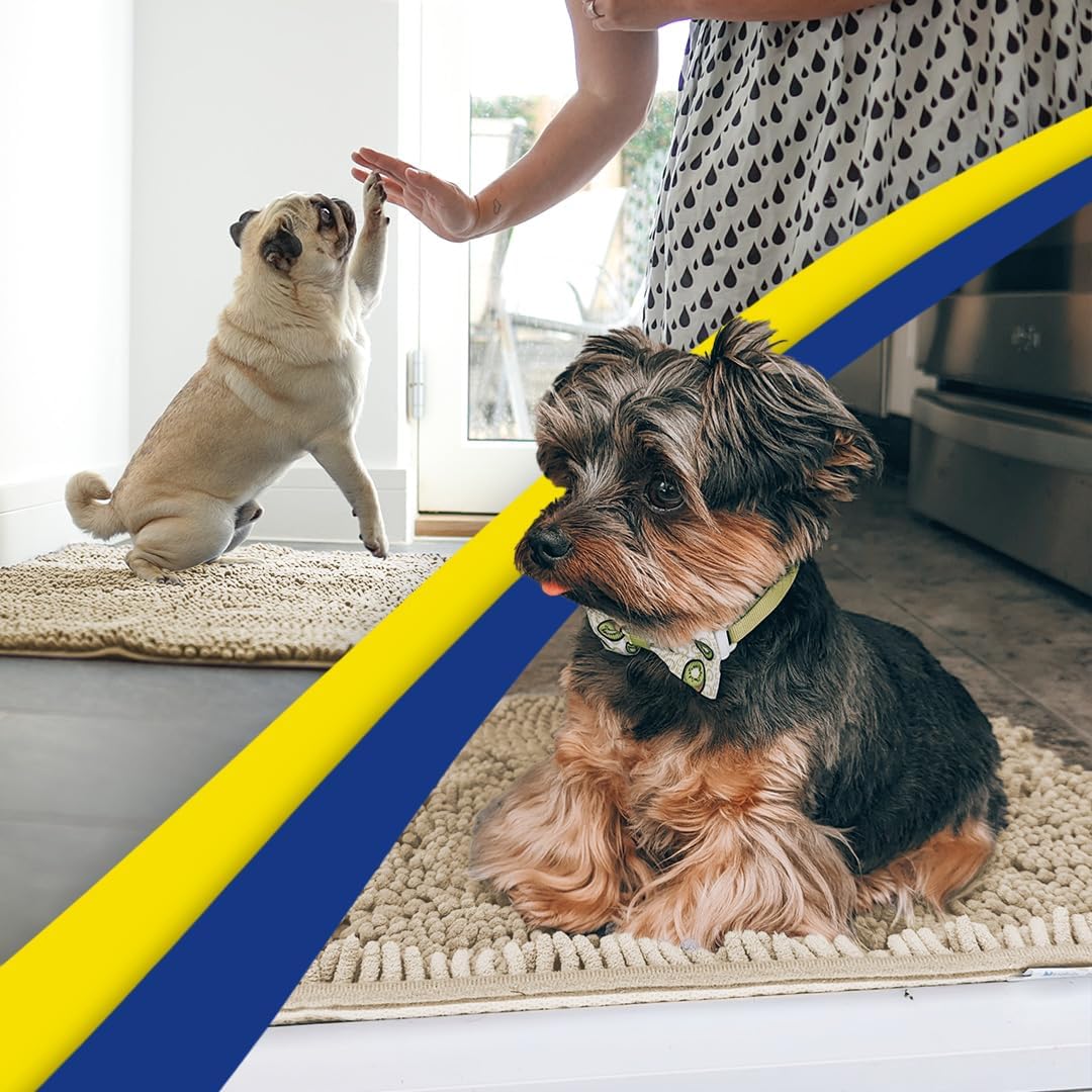 Muddy Mat® AS-SEEN-ON-TV Highly Absorbent Microfiber Door Mat and Pet Rug, Non Slip Thick Washable Area and Bath Mat Soft Chenille for Kitchen Bathroom Bedroom Indoor and Outdoor - Beige XXL 60"X48"