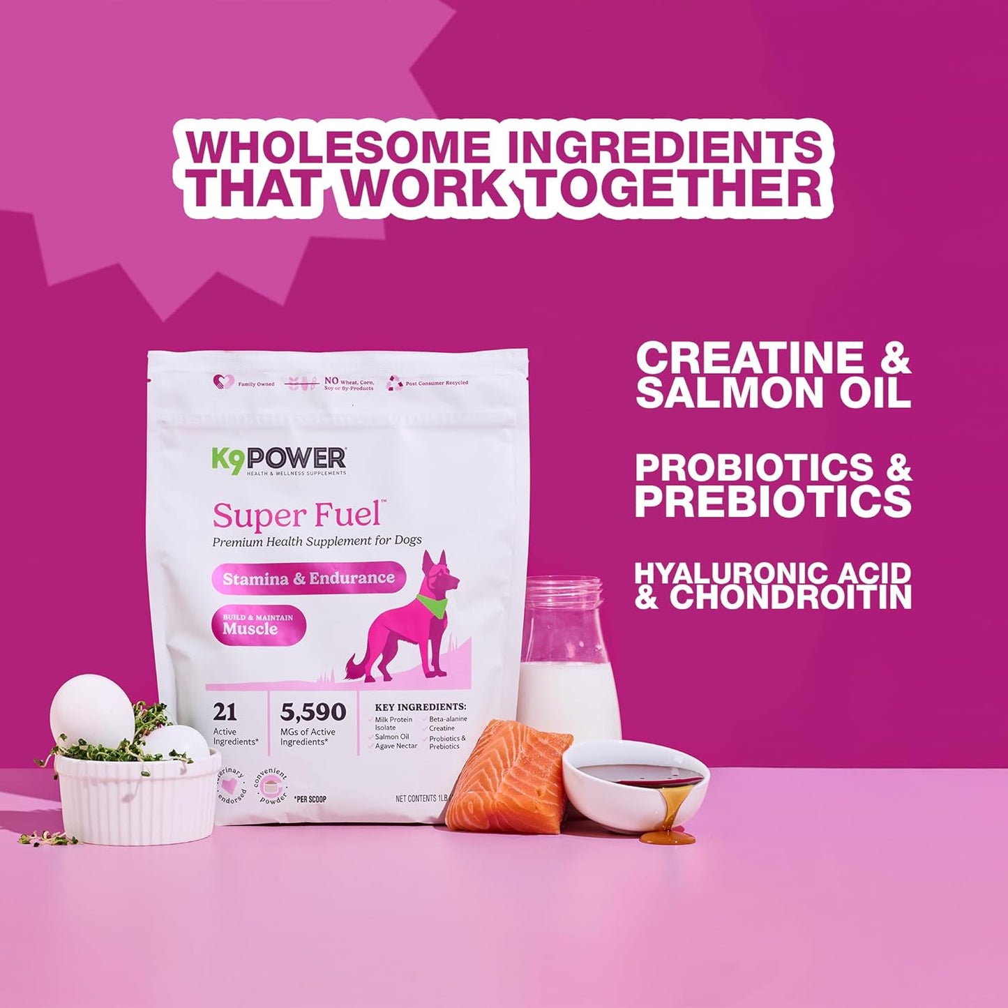 K9 Power Super Fuel for Dogs 1lb - Boosts Energy Levels - Supports Muscle Growth & Enhances Joint Health - Pack of 2