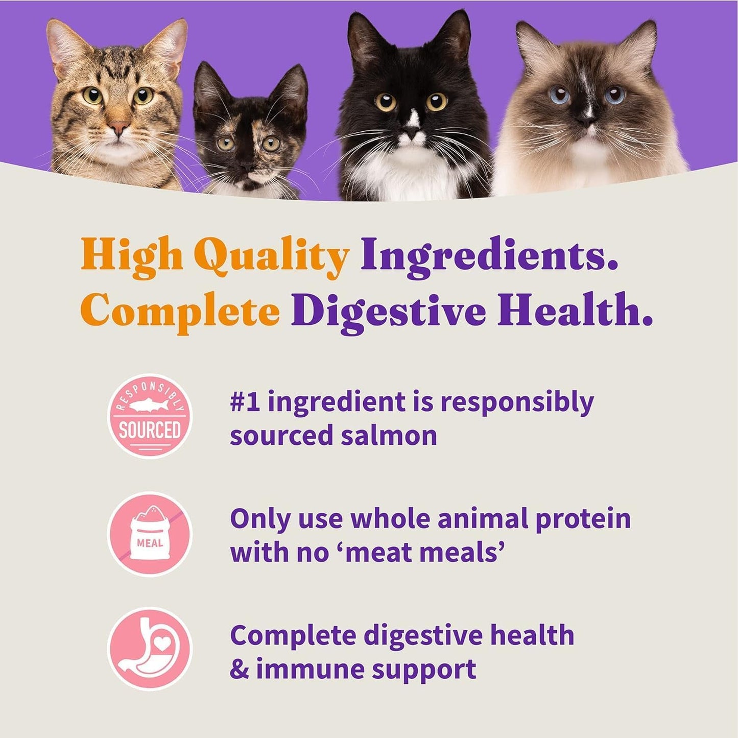 Halo Holistic Indoor Cat Food Dry, Grain Free Wild-caught Salmon & Whitefish Recipe for healthy weight support, Complete Digestive Health, Dry Cat Food Bag, Adult Formula, 6-lb Bag