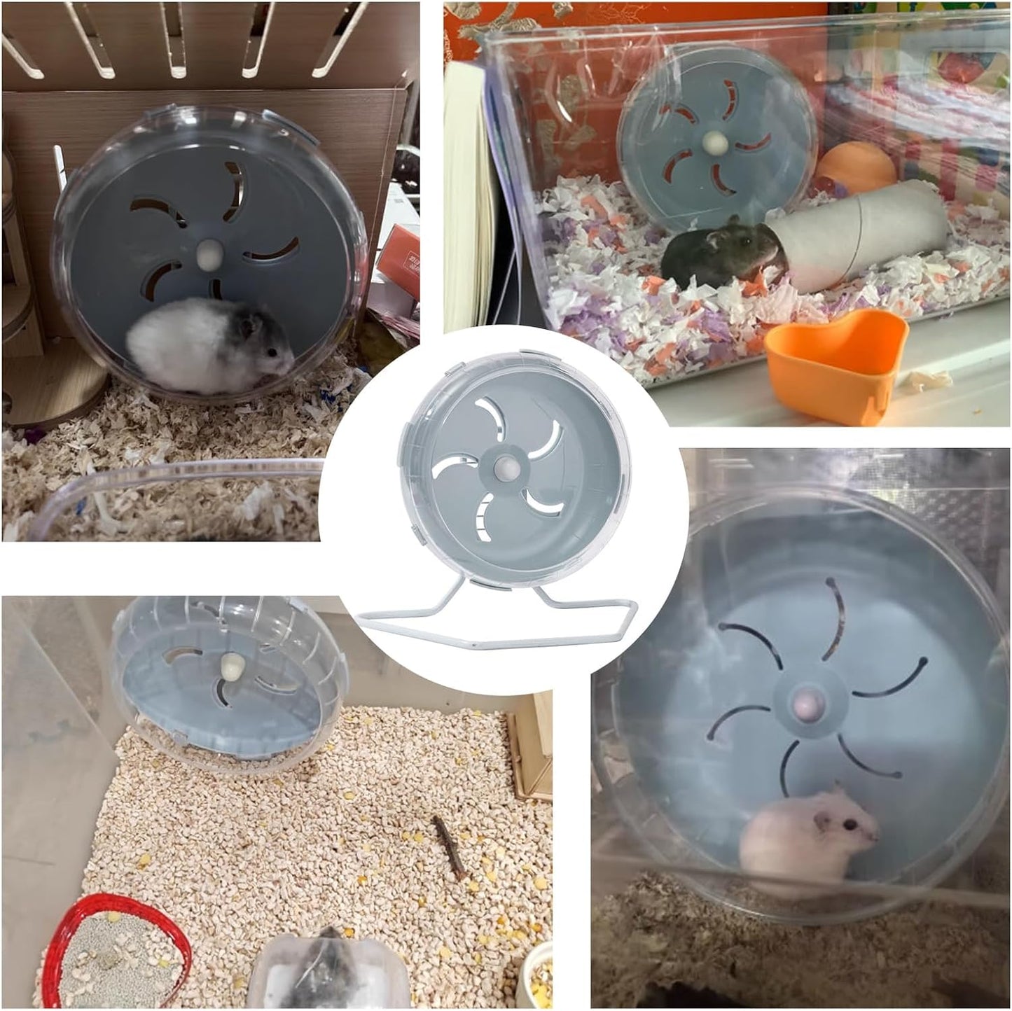 Jeeone Silent Hamster Wheel 7 inch, Hamster Exercise Wheel, Height-Adjustable Hamster Wheel Cage Accessories, Hamster Running Toys Small Animals Exercise Wheels (Blue)