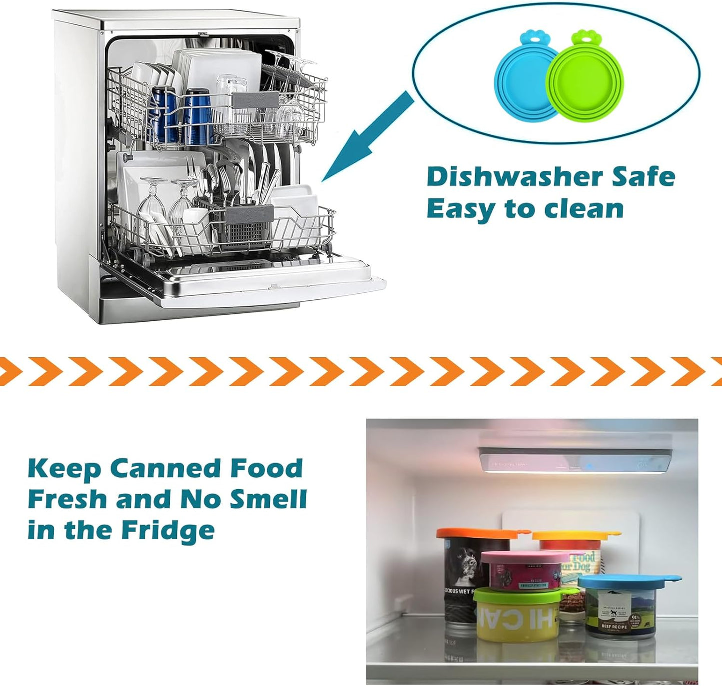 PetBonus 2 Pack Silicone Pet Can Cover Lids, Universal Size for Dog Cat Food, 1 fit 3 Standard Size Can Tops, BPA Free Dishwasher Safe (Blue, Green)