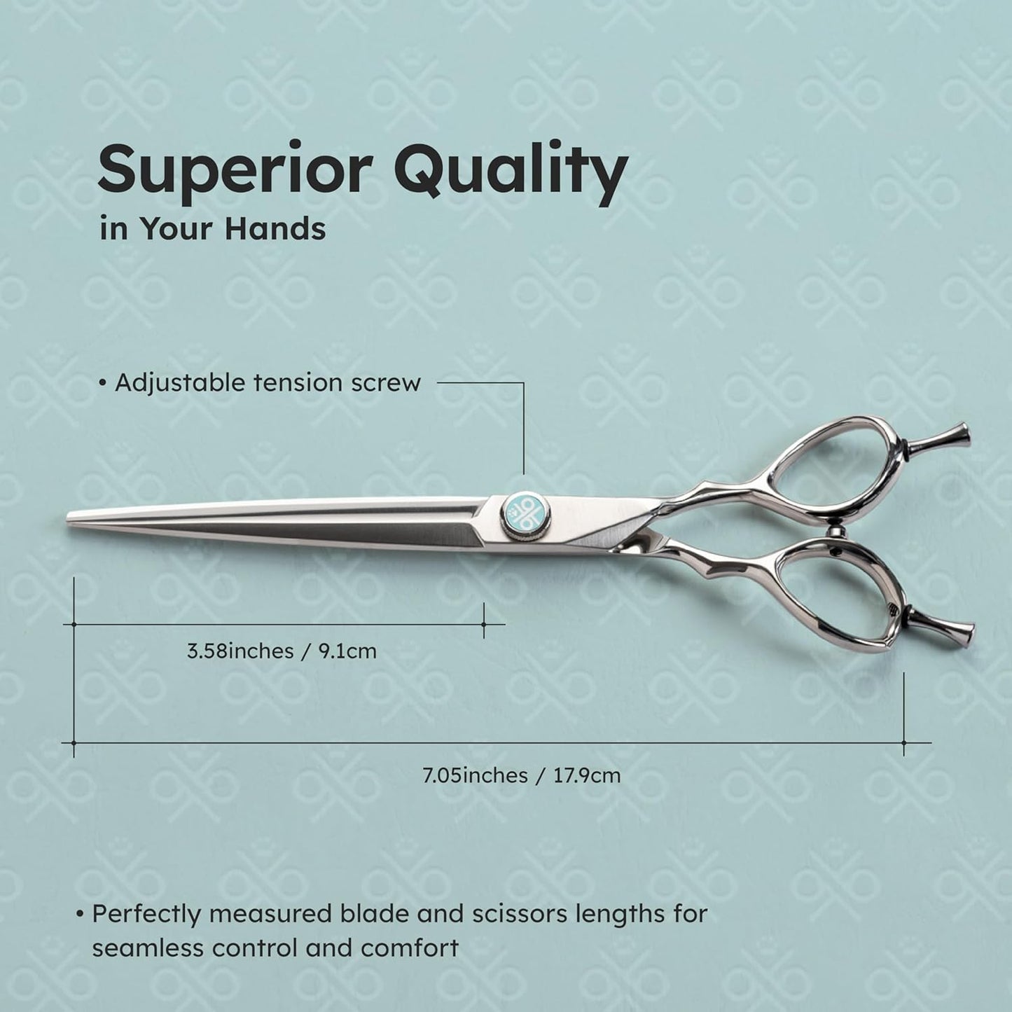 7” Dog Grooming Scissors with Sawtooth Blade | VG10 Japanese Steel Professional Pet Grooming Shears for Cats & Dogs | Precise Trimming | Lightweight, Ergonomic, Handcrafted Design | K9 Shears
