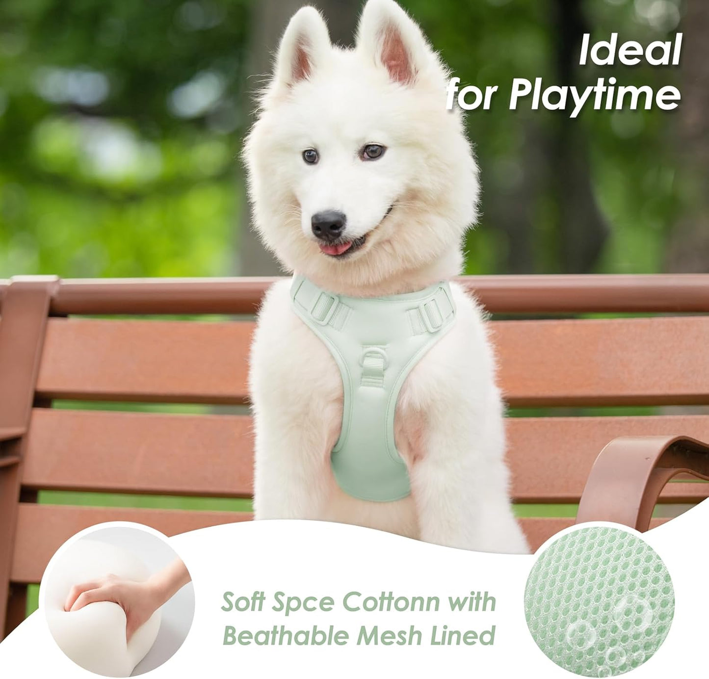 No Pull Dog Harness, Puppy Vest with Front Clip for Small Medium Large Sized Dog(Light Green,XS)