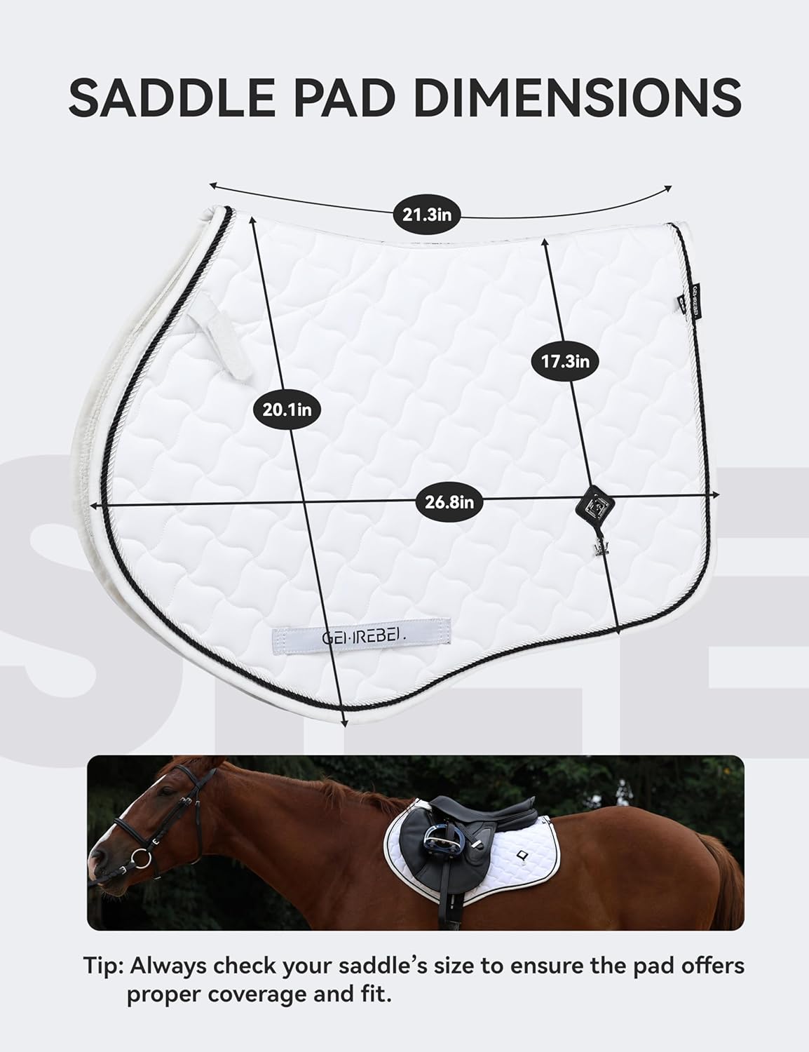 Close Contact Non-Slip Design Horse Riding Pad Moisture-Wicking Shock Absorbing English Saddle Pad for Horses
