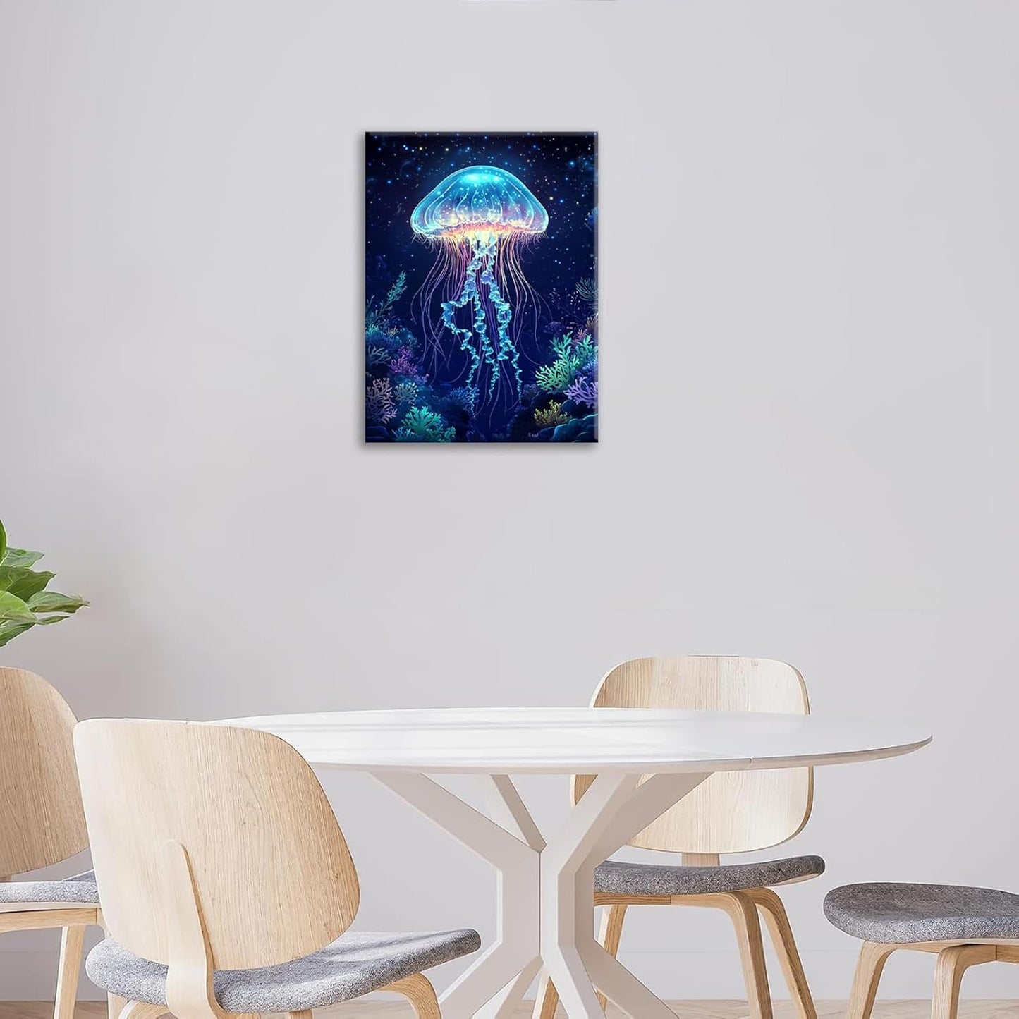 Ocean Jellyfish Wall Art Canvas Coral Fish Wall Decor Prints Framed Painting Underwater Pictures Gifts Artwork for Bathroom Living Dining 16"x20"