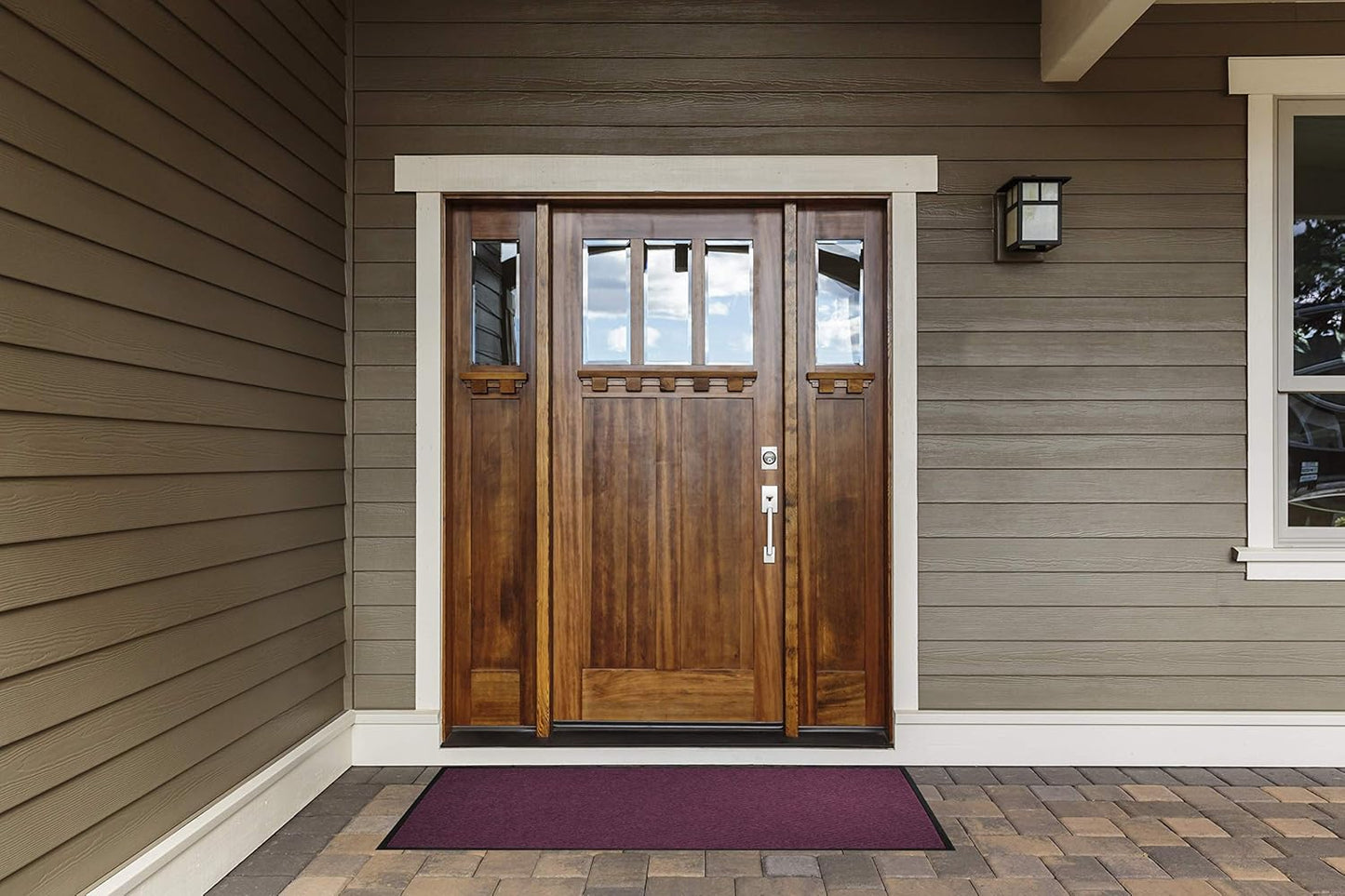 WaterHog Diamond | Commercial-Grade Entrance Mat with Rubber Border – Indoor/Outdoor, Quick Drying, Stain Resistant Door Mat (Medium Brown, 4' x 10')