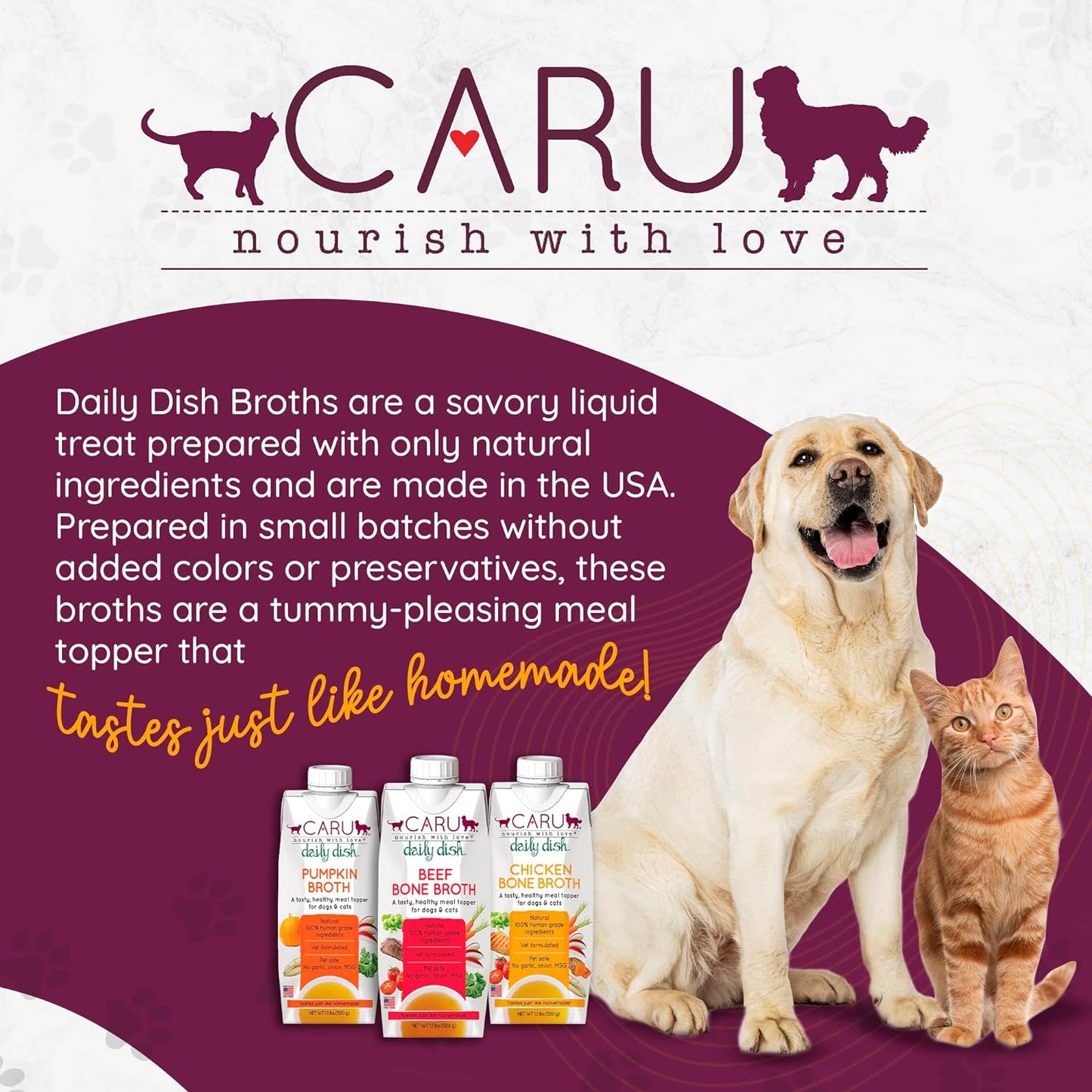 CARU Daily Dish Beef Broth Meal Topper for Dogs and Cats - 1.1 lbs.