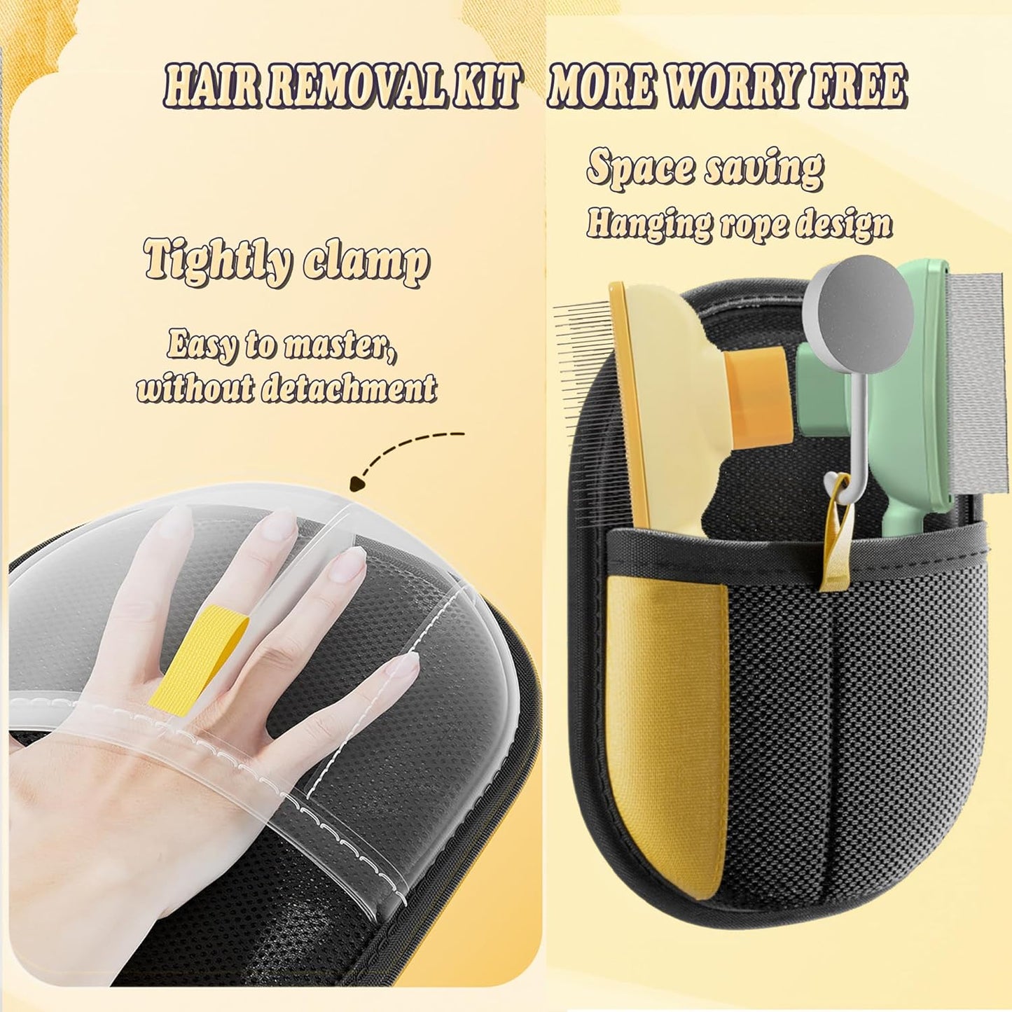 Pet Hair Removal Glove, Self Cleaning Pet Flea Comb Grooming Brush & Cat Brush - 3-in-1 Electrostatic Gloves Pet Hair Remover for Furniture, Clothes, Bedding