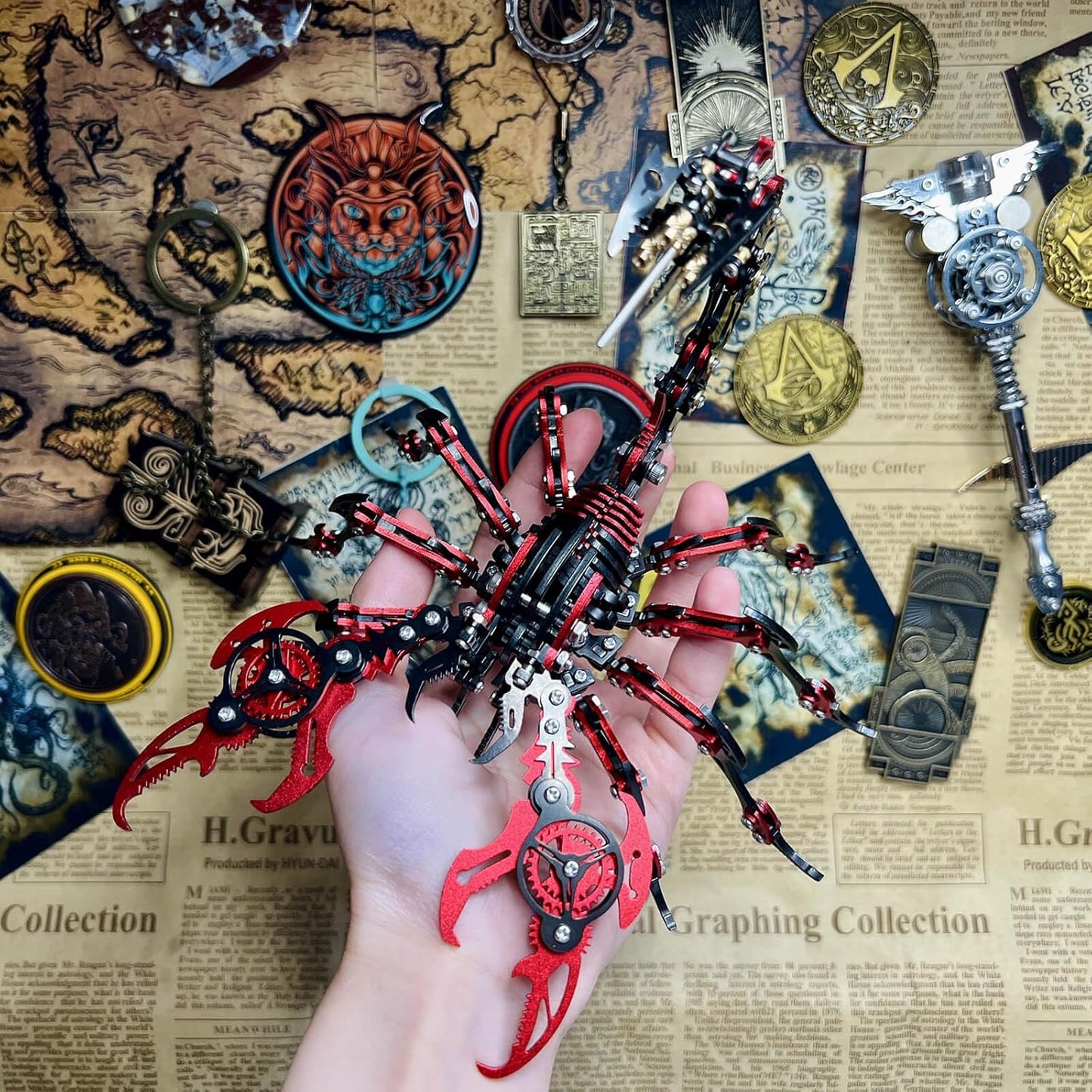 Scorpion 3D Metal Puzzles Kits for Adults Teens โ 454 Pcs โ Mechanical Assembly Models โ 4 Hours to Build โ Ideal for Gifts and Decorations (Red and Black)