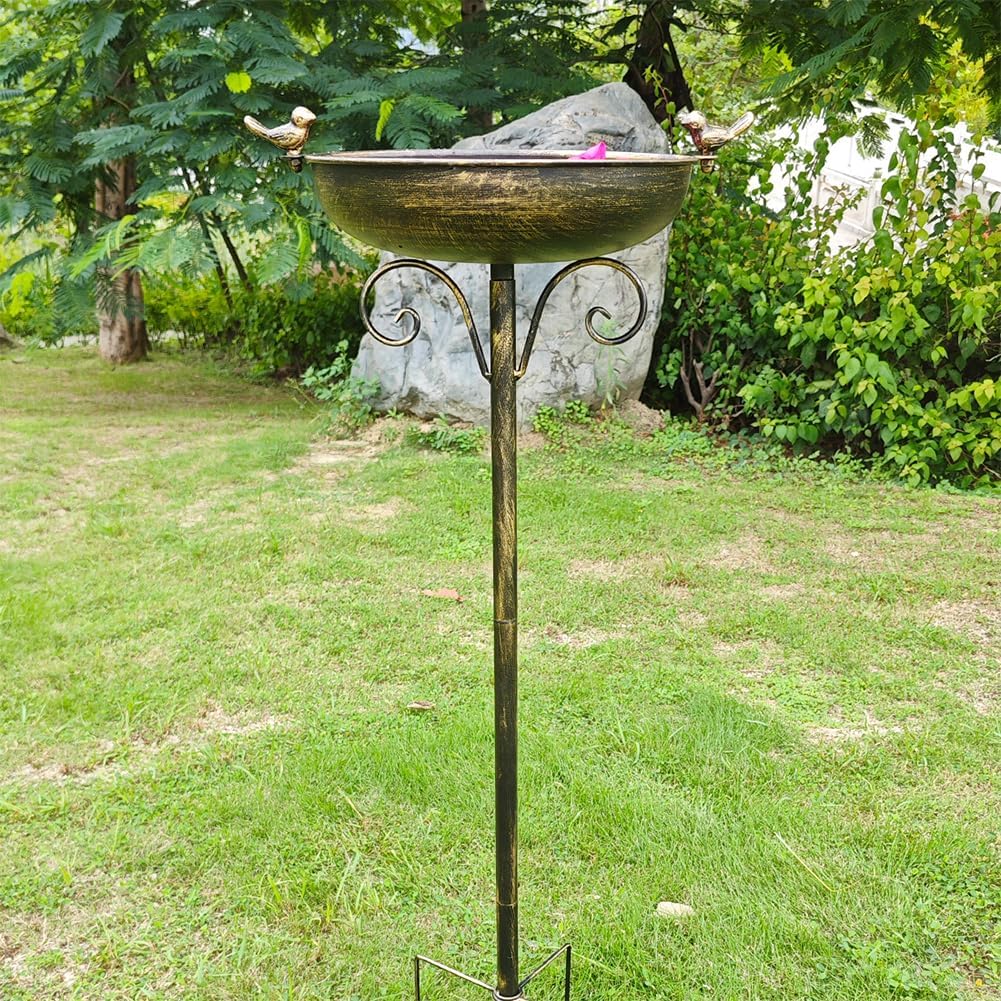 Bird Baths for Outdoor, 40 Inch High Vintage Metal Bird Bath with Cast Iron Bird Statues FreestandingBird Baths Birdfeeder Bowl for Outdoors Tray Patio Yard Lawn Decor