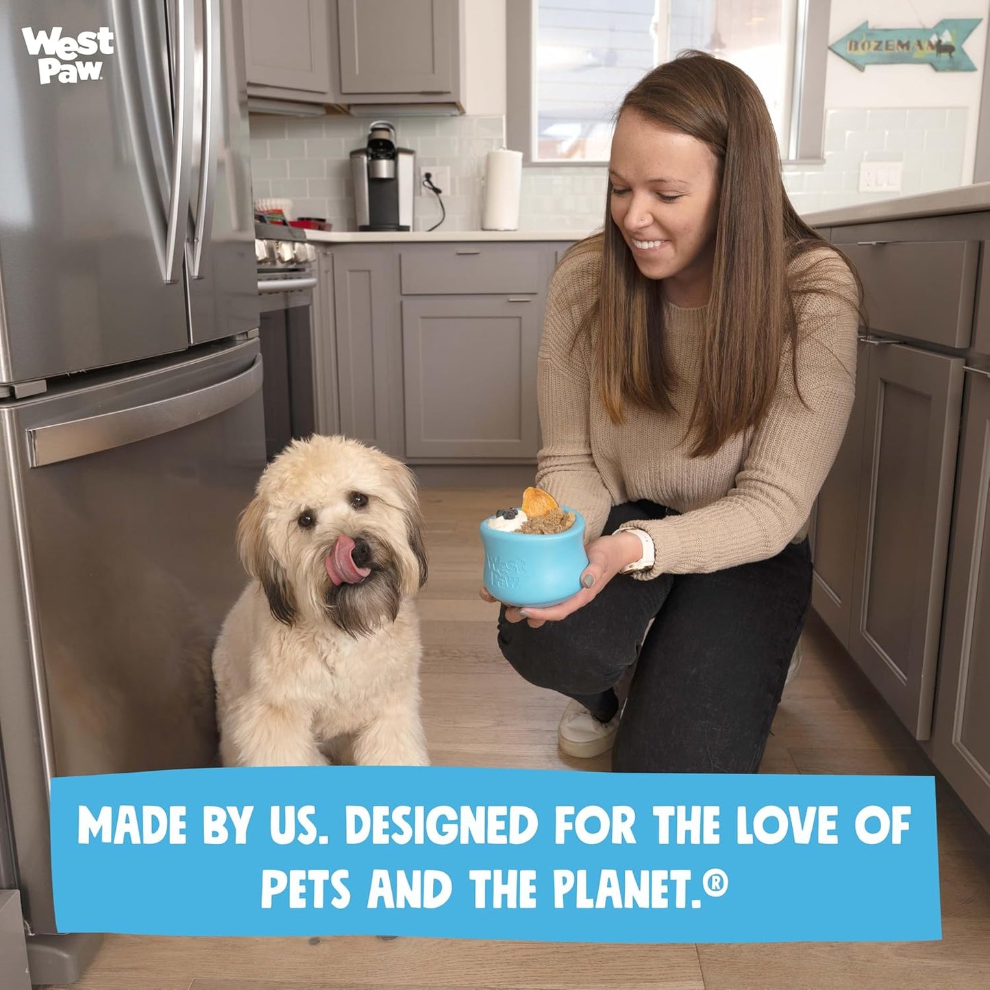 WEST PAW Zogoflex Limited Edition Toppl Treat Dispensing Dog Toy Puzzle – Interactive Chew Toys for Dogs – Dog Toy for Moderate Chewers, Fetch, Catch – Holds Kibble, Treats, Small 3", Periwinkle