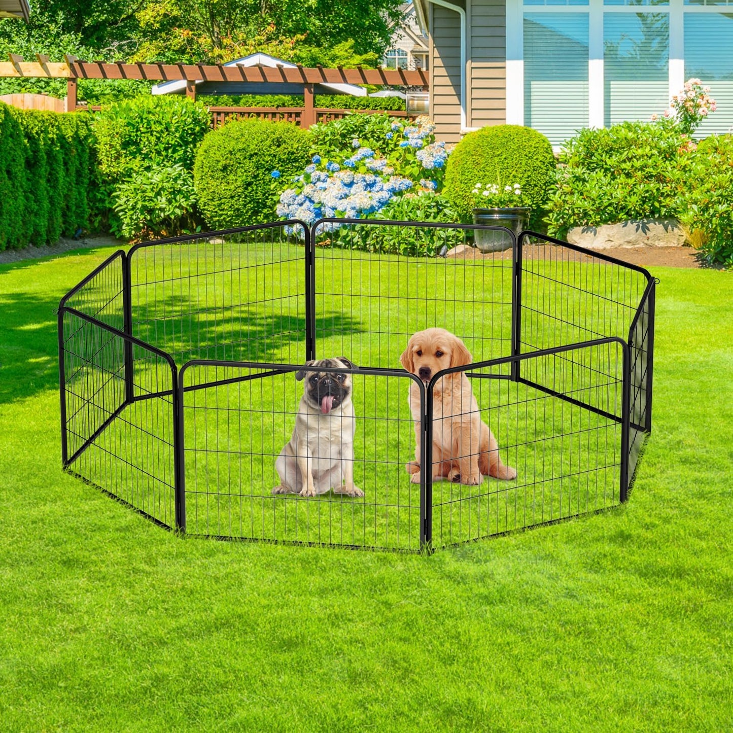 BestPet | Dog Playpen Extender | 24 Inch, 4 Panels | Heavy Duty Metal Pet Exercise Pen | Indoor Outdoor Fence Panels | Rust-Resistant, Removable, Tool-Free Setup | Anti-Skid, Expandable Design