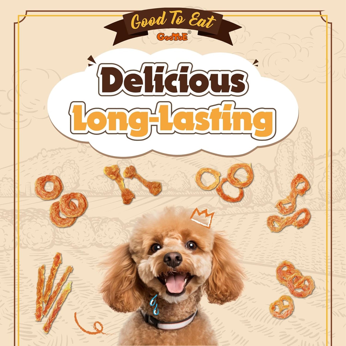 Gootoe Turkey Tendons for Dogs –All-Natural, Hypoallergenic Dog Treats, Rawhide Alternative, Long Lasting Puppy Chews, Healthy Dog Treats for Medium Breeds, Ring (M), 16 oz Pack (1 lb)