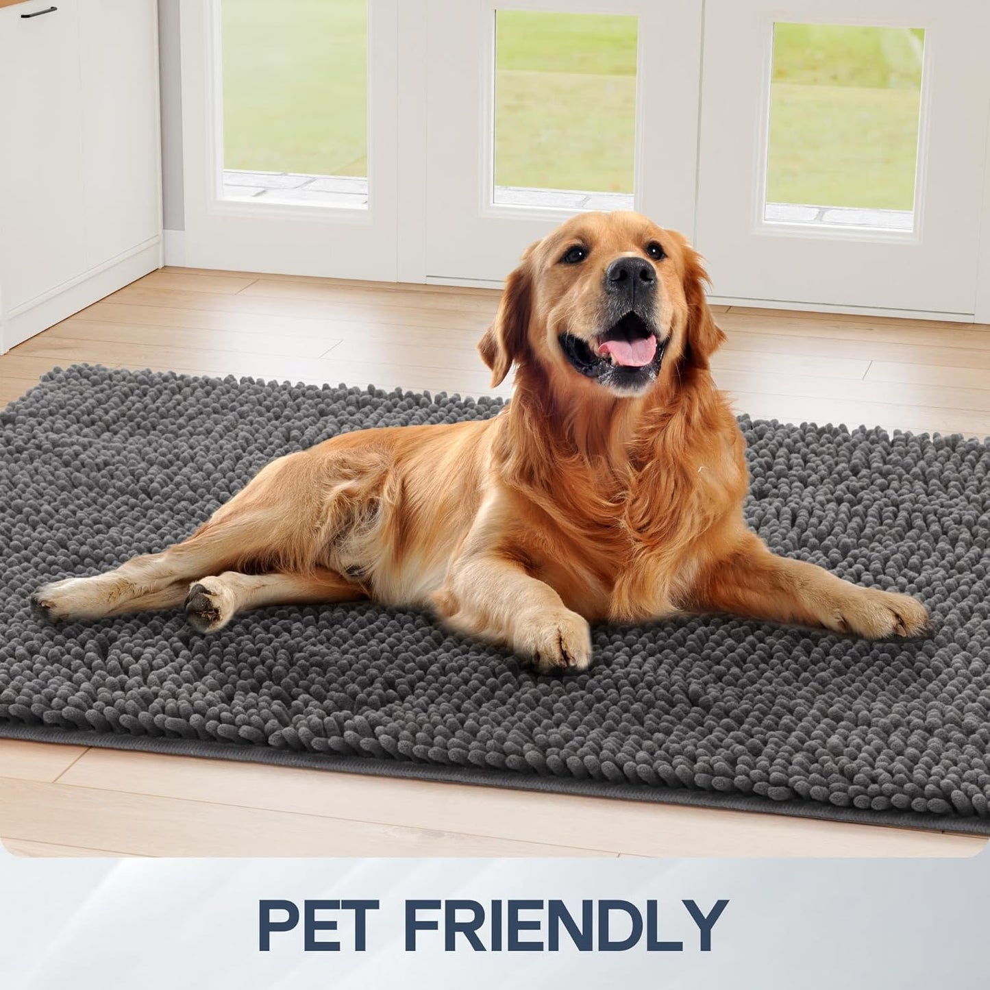 Dog Door Mat for Muddy Paws, 72" x 24" Chenille Absorbent Front Door Mat Inside, Large Runner Mud Mat for Dogs, Machine Washable Non Slip Outdoor Indoor Entrance Doormats, Grey