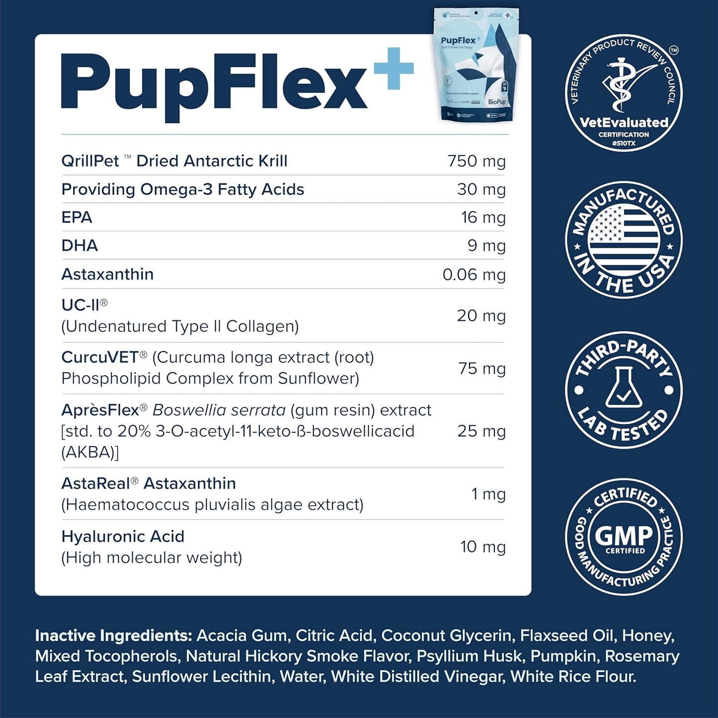 PupFlex+ Hip and Joint Supplement Dogs, Vet Created Soft Chews with UC-II® Collagen for Dogs, CurcuVET® & Omega 3, Proven More Effective Than Glucosamine Chondroitin, Dog Joint Supplement (60 ct)