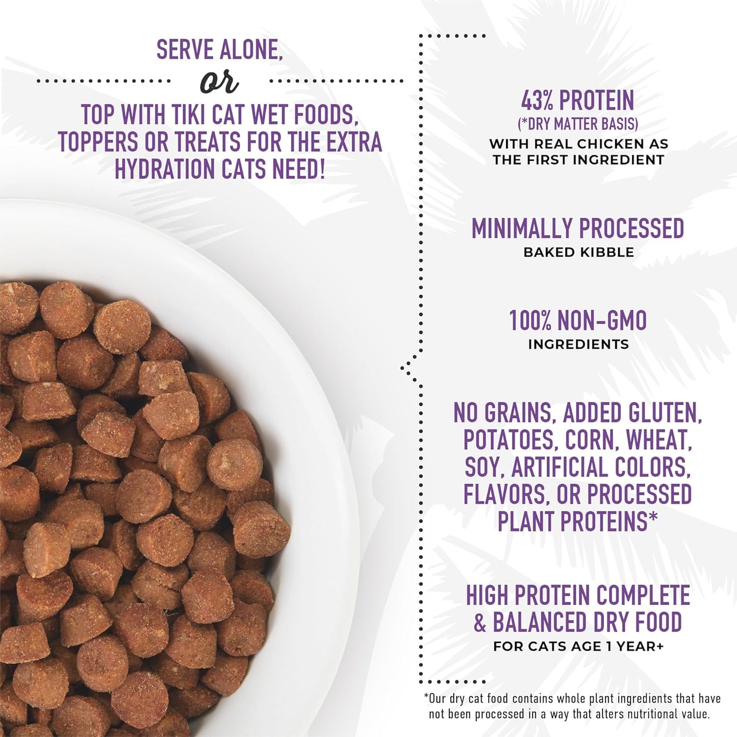 Tiki Cat Born Carnivore High Protein Dry Cat Food, Chicken Herring & Salmon Meal, 2.8 lbs. Bag