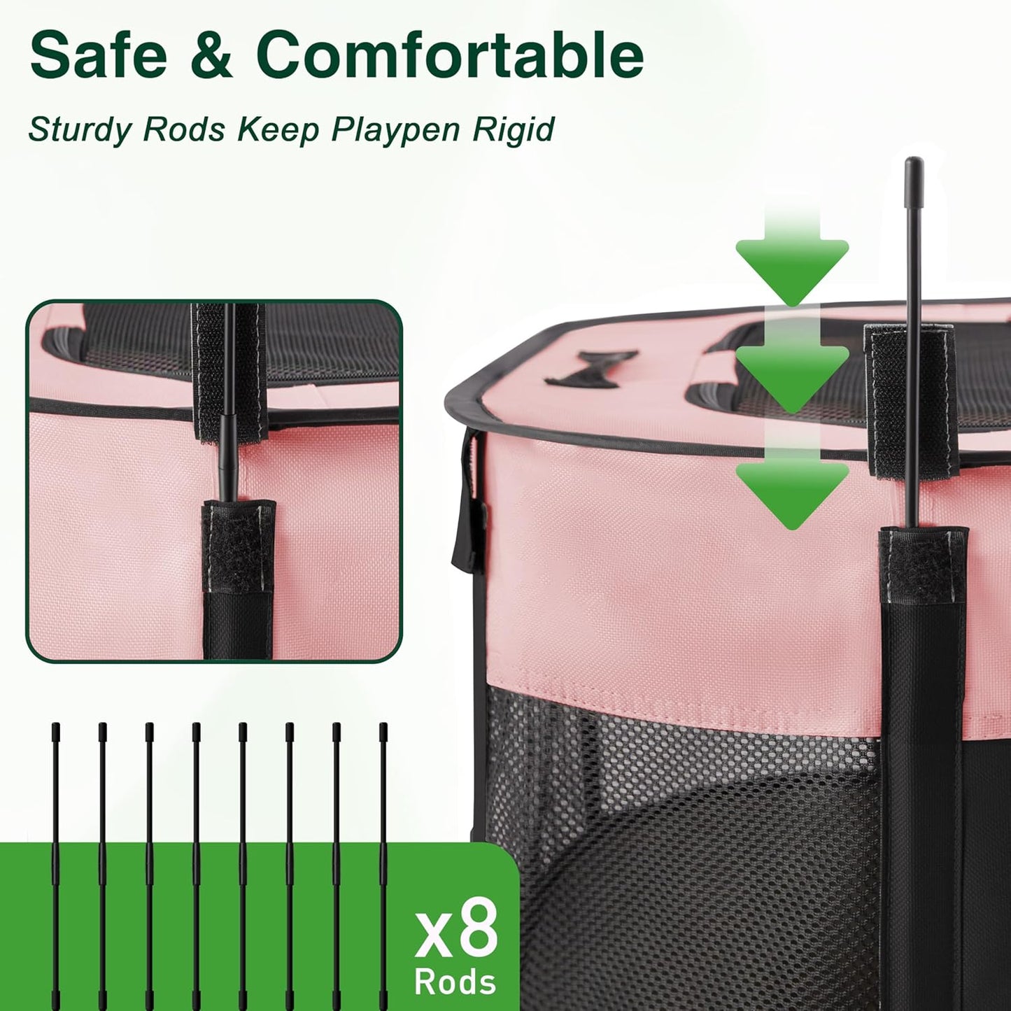 Love's cabin Pet Puppy Dog Playpen, Medium Dog Tent Crates Cage Indoor/Outdoor, Portable Exercise Playpen for Cat, Foldable Pop Up Dog Kennel Playpen with Carring Case (M, Pink)