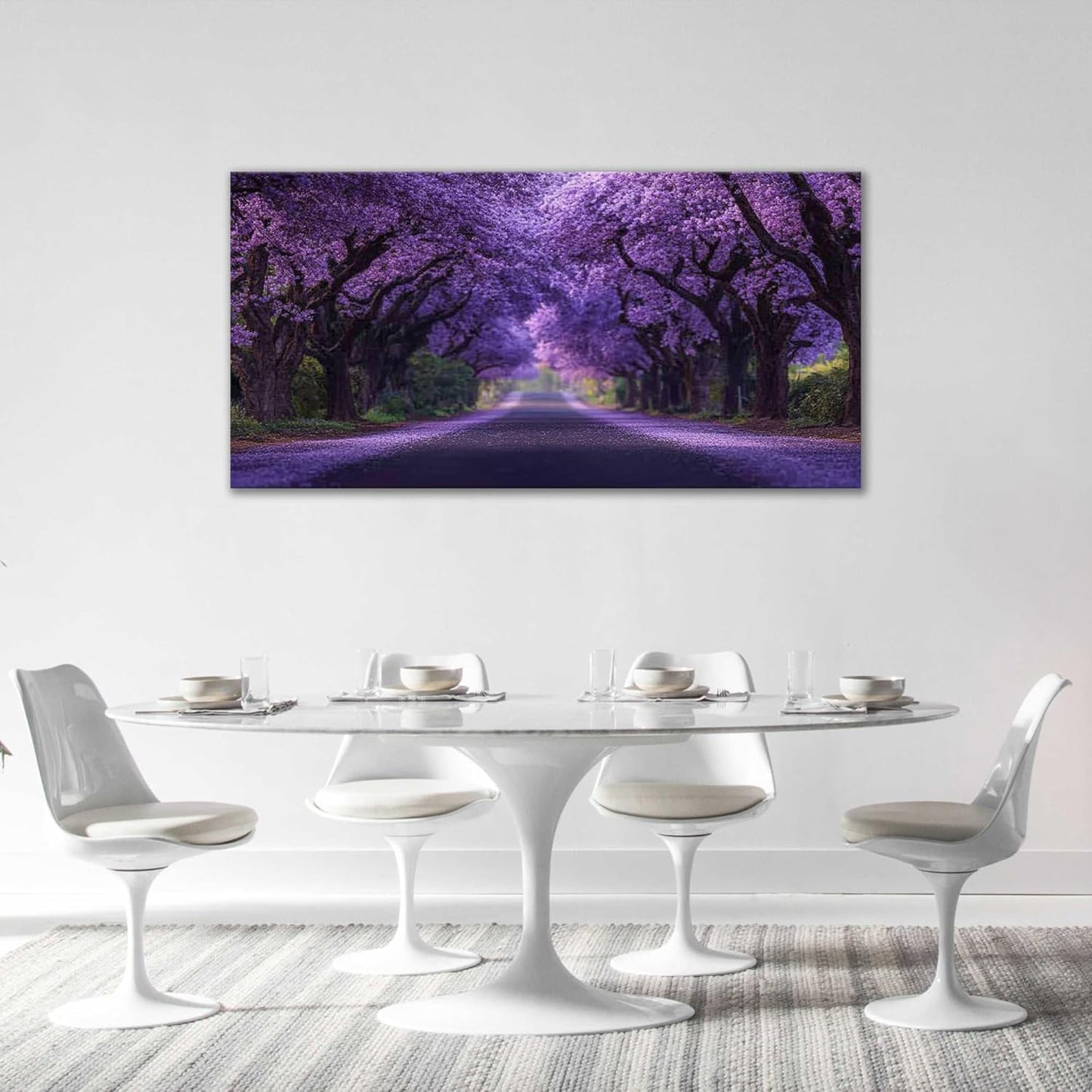 Large Purple Flower Wall Art Nature Landscape Canvas Living Room Floral Aesthetics Pictures Framed Prints Oversize Wall Decor Painting Artwork for Bedroom Dining Office Home 60"x30"